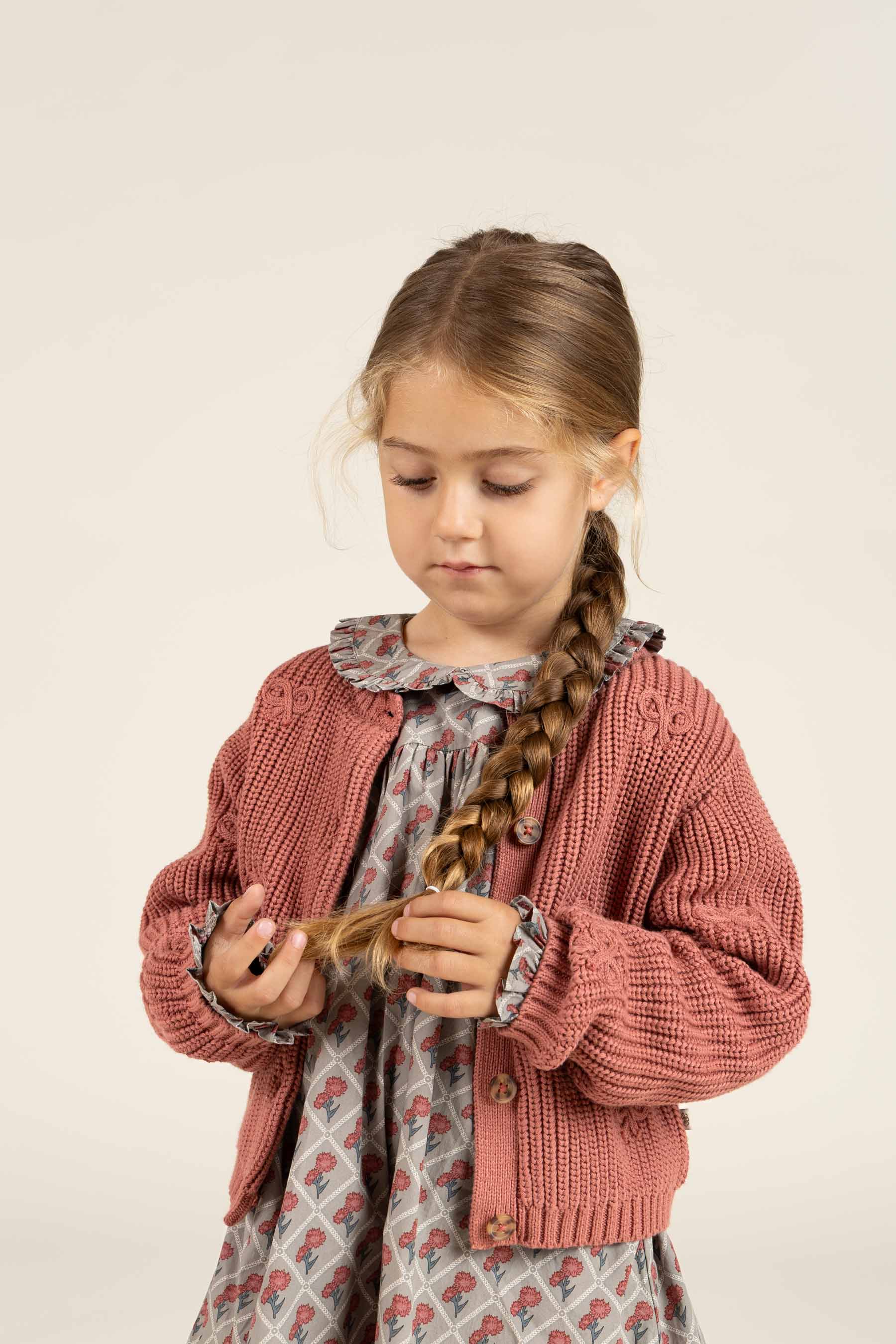 Bedrucktes Kleid aus Baumwollpopeline - Kids - Green w. Vintage Red | 100802 Amine