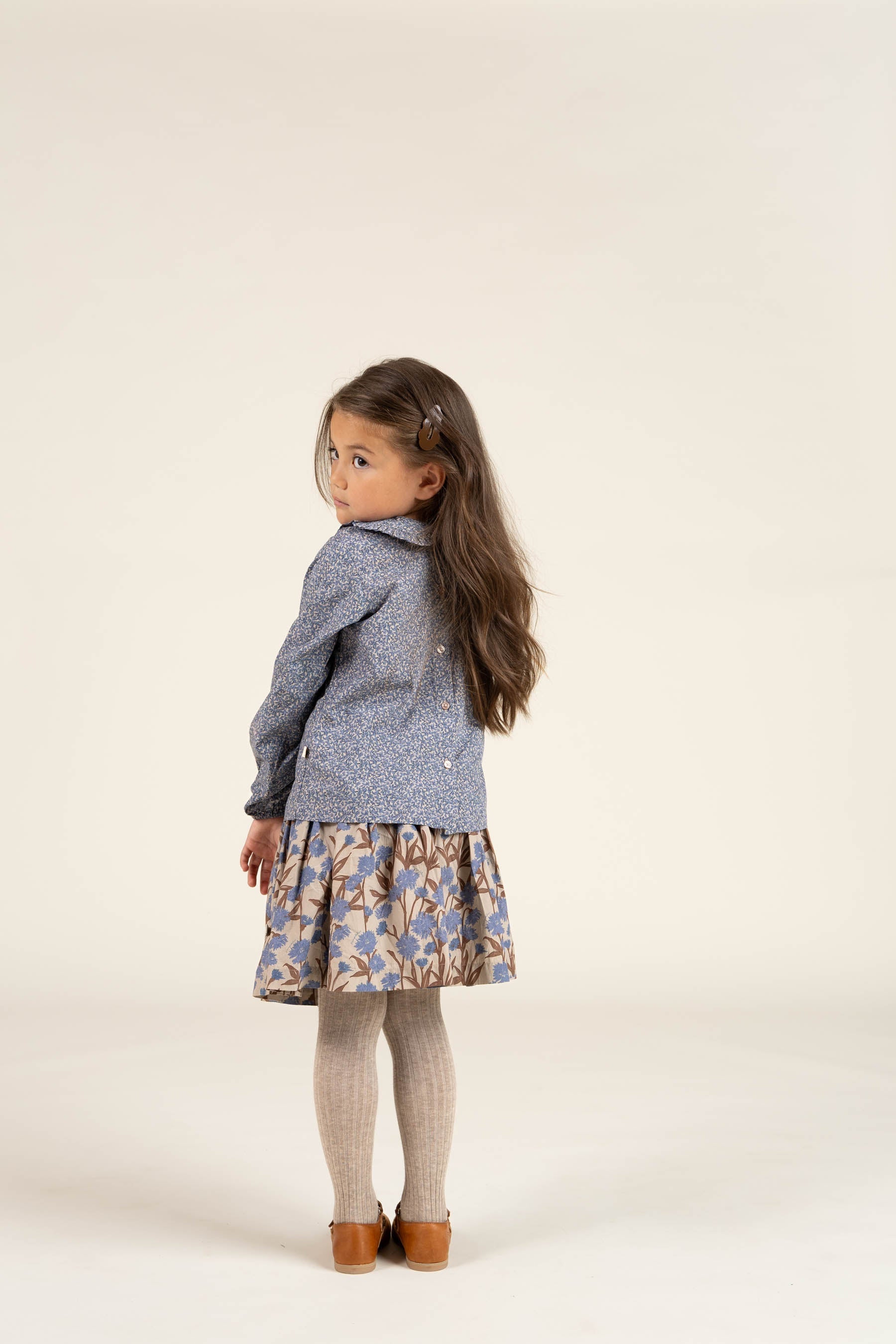 Bedruckter Popeline-Rock aus Baumwolle - Kids - Blue / Brown | 100715 Amy