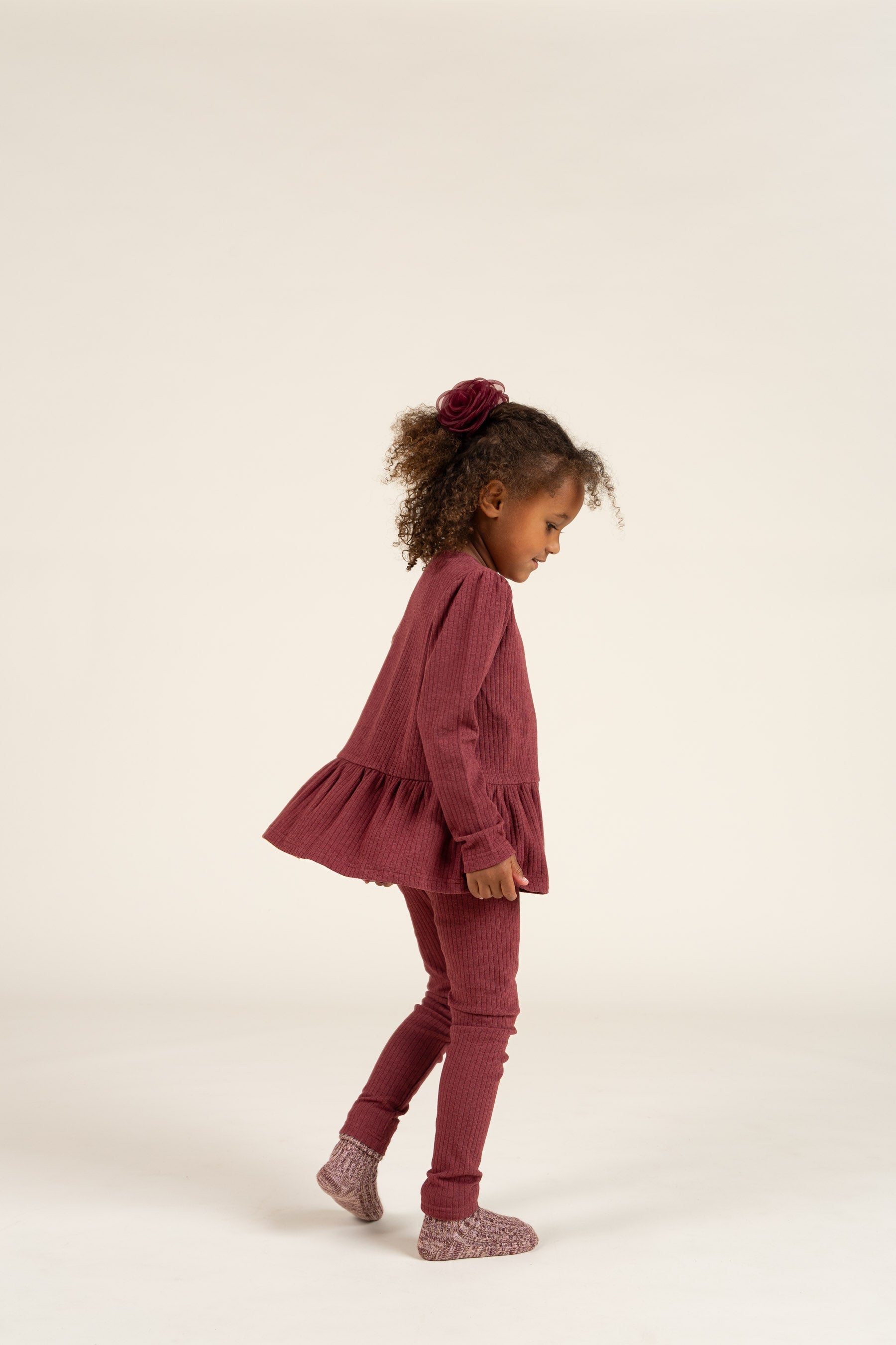Weiche Ripp-Leggings - Kids - Burgundy Melange | 100698 Alana
