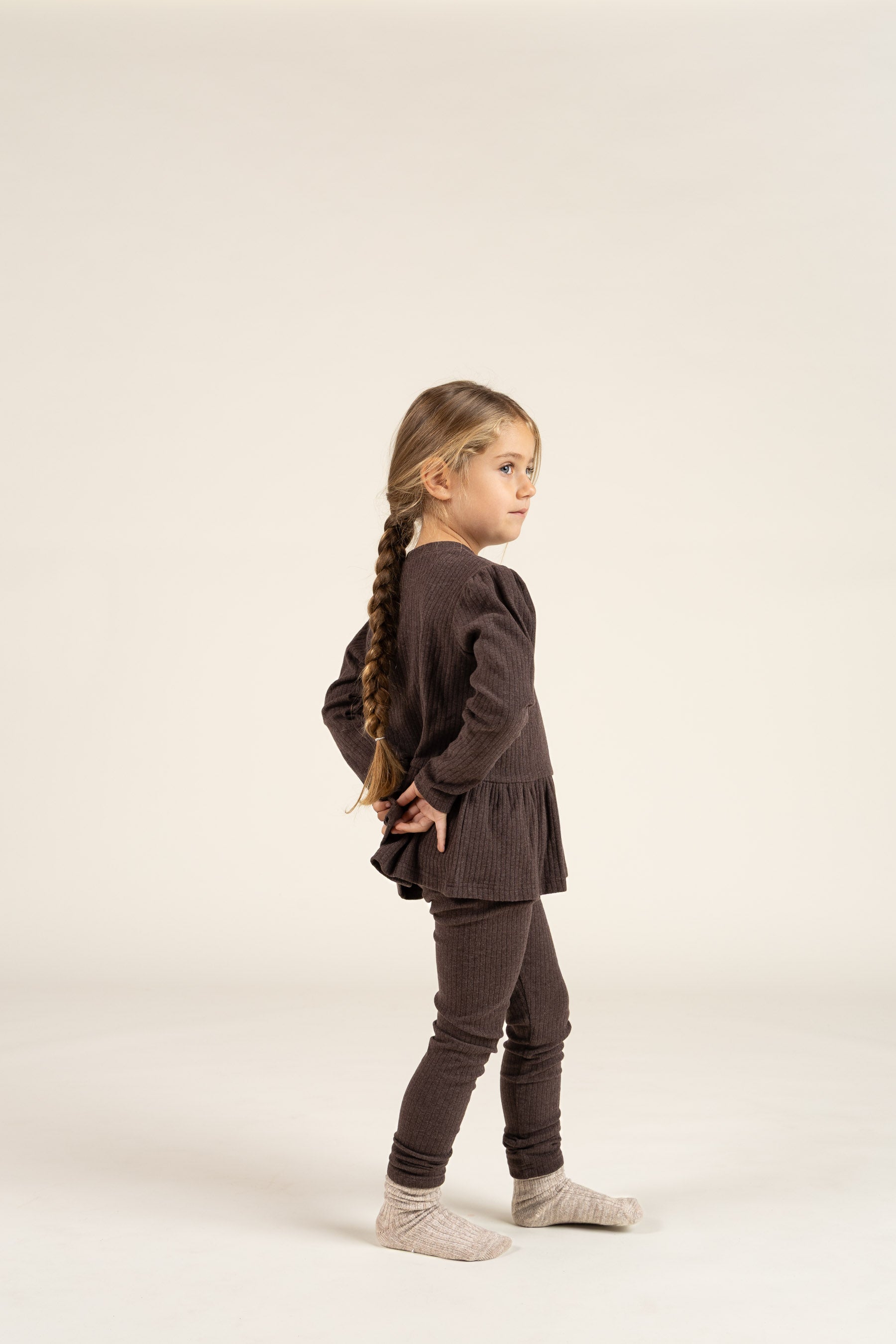Weiche Ripp-Leggings - Kids - Chocolate Melange | 100697 Alana