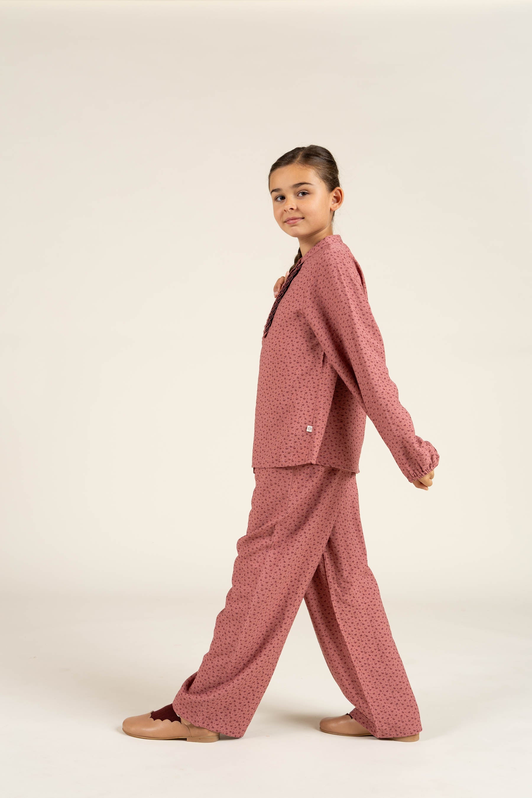 Bedruckte Hose aus Krepp-Viskose - Tween - Rose | 100659 Ana