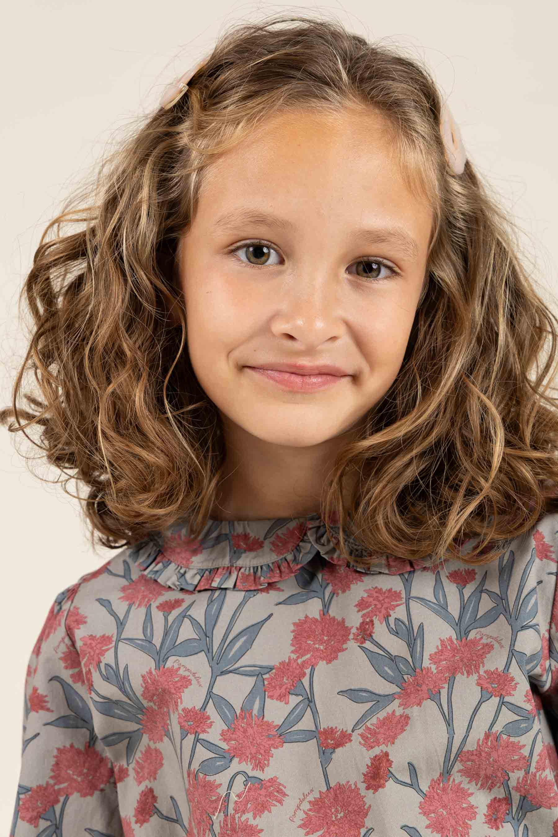 Bedrucktes Popeline-Kleid aus Baumwolle mit Gummizug in der Taille - Tween - Rose / Green | 100720 Amy