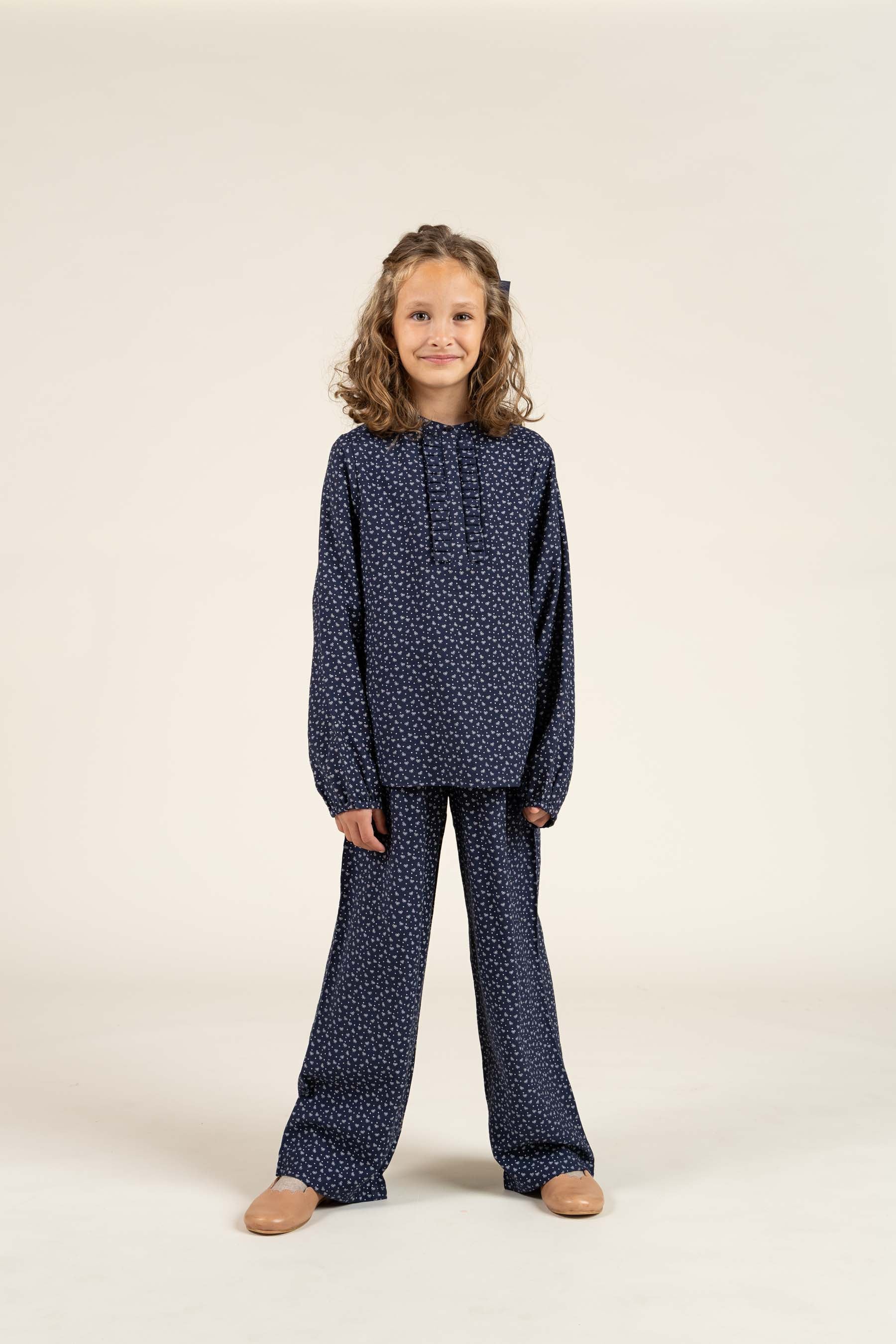 Bedruckte Hose aus Krepp-Viskose - Tween - Navy | 100660 Ana