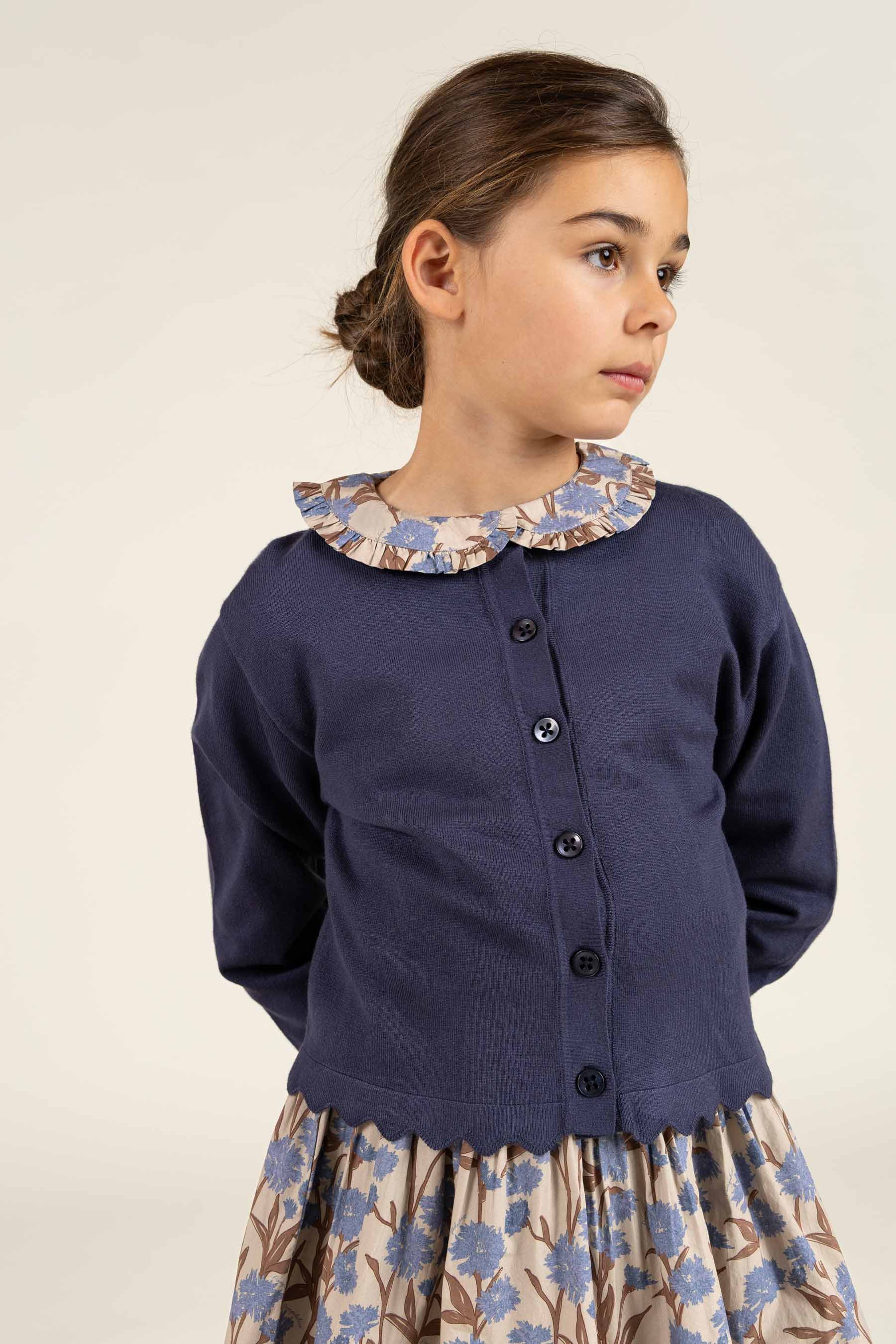Bedrucktes Popeline-Kleid aus Baumwolle mit Gummizug in der Taille - Tween - Blue / Brown | 100719 Amy