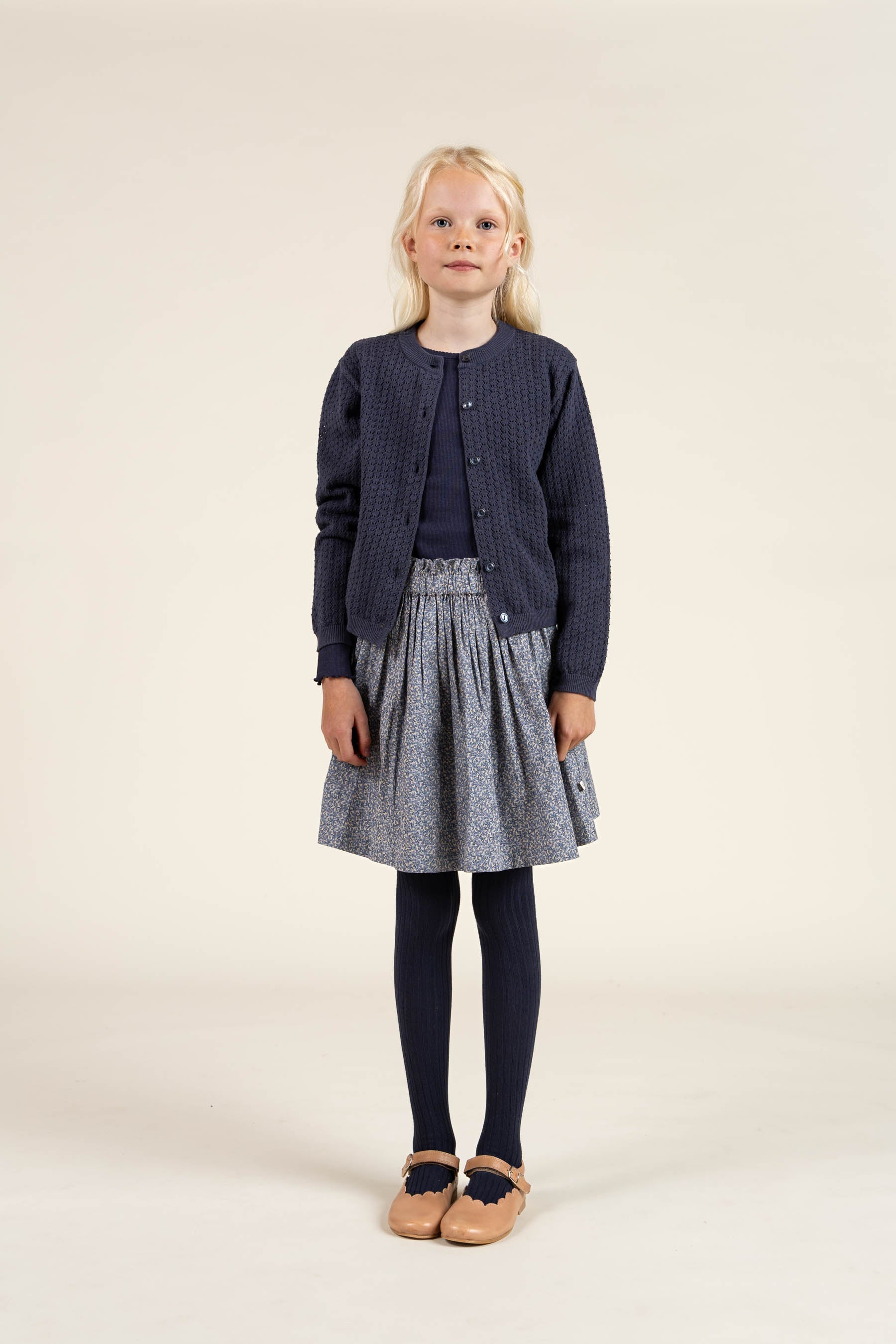 Langärmeliges T-Shirt aus Modalripp mit Picot-Rand - Tween - Navy | 100581 Mia