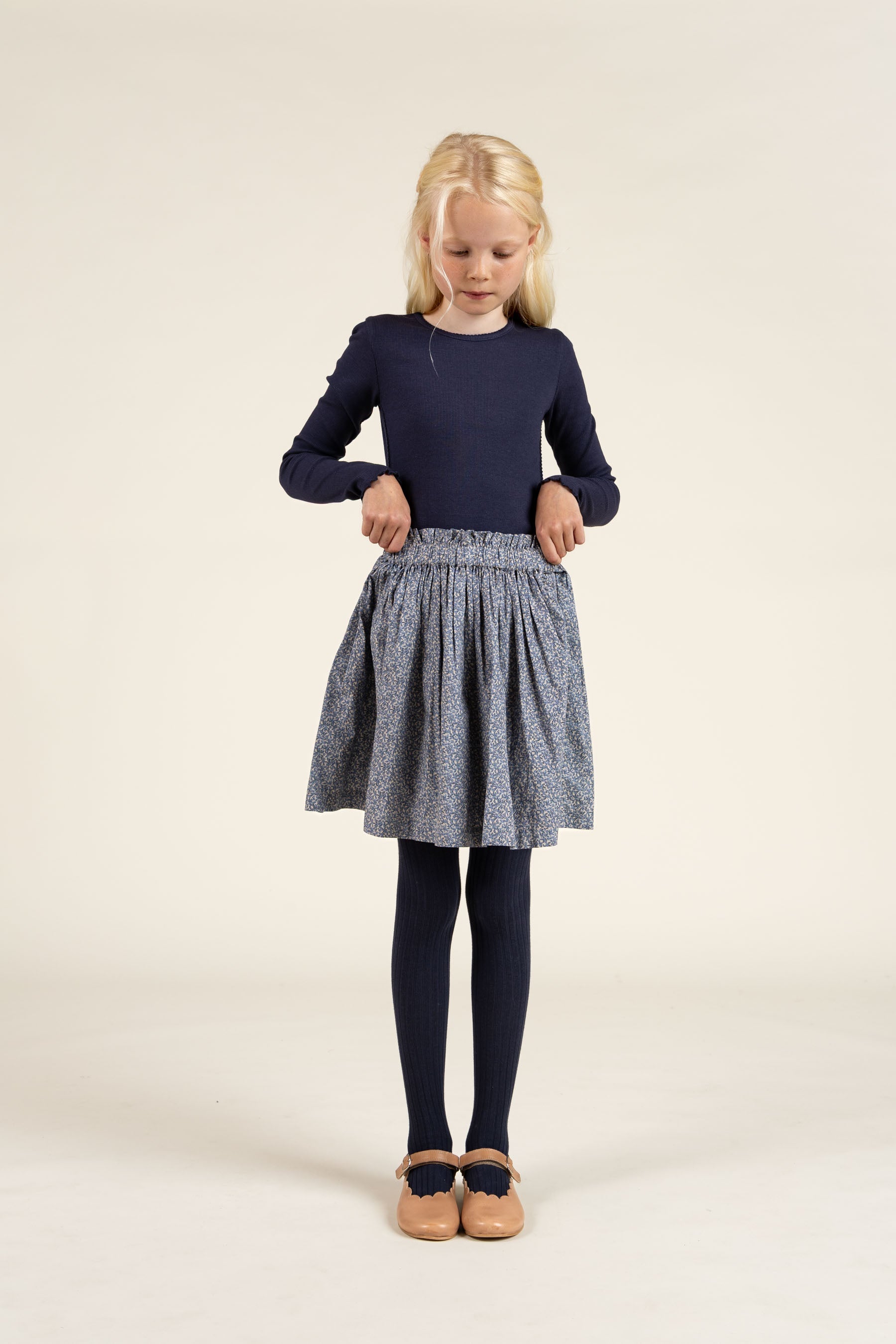 Langärmeliges T-Shirt aus Modalripp mit Picot-Rand - Tween - Navy | 100581 Mia