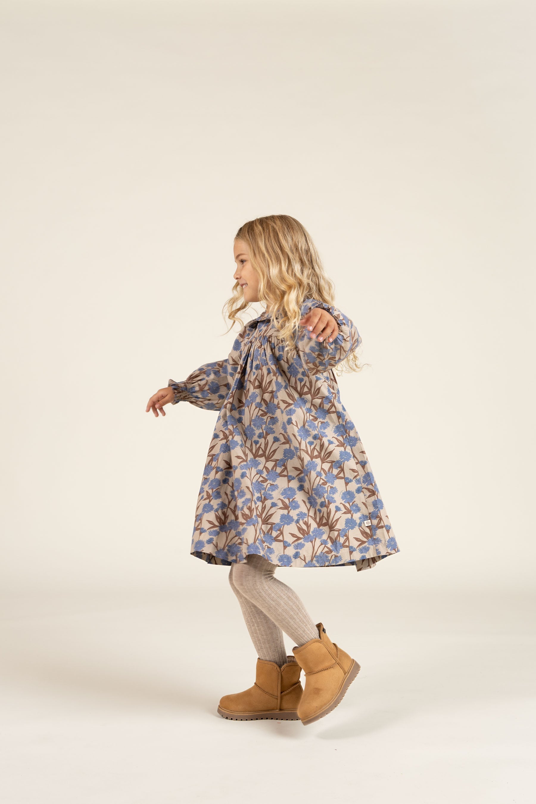 Bedrucktes Popeline-Kleid aus Baumwolle - Kids - Blue / Brown | 100721 Amy