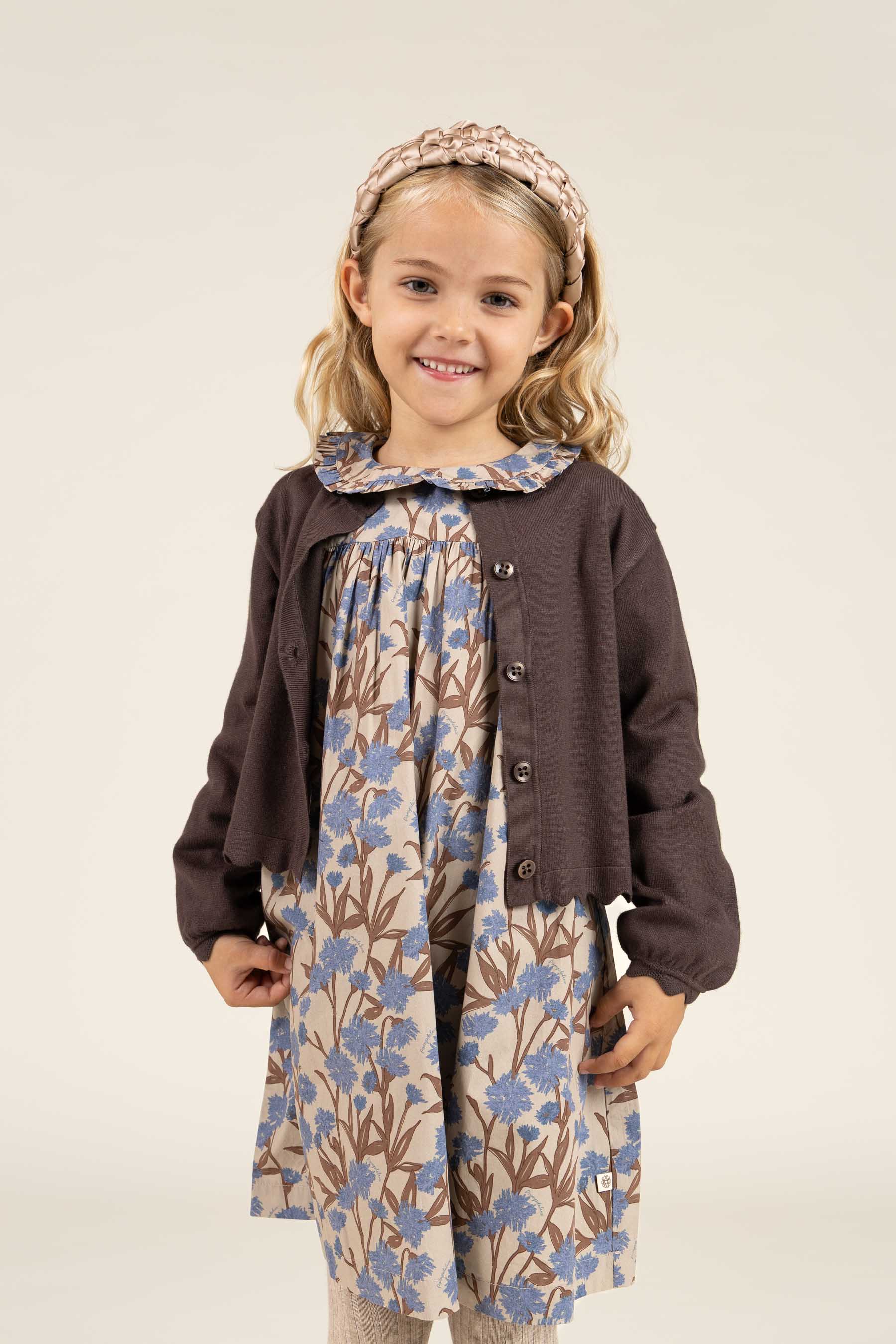 Bedrucktes Popeline-Kleid aus Baumwolle - Kids - Blue / Brown | 100721 Amy