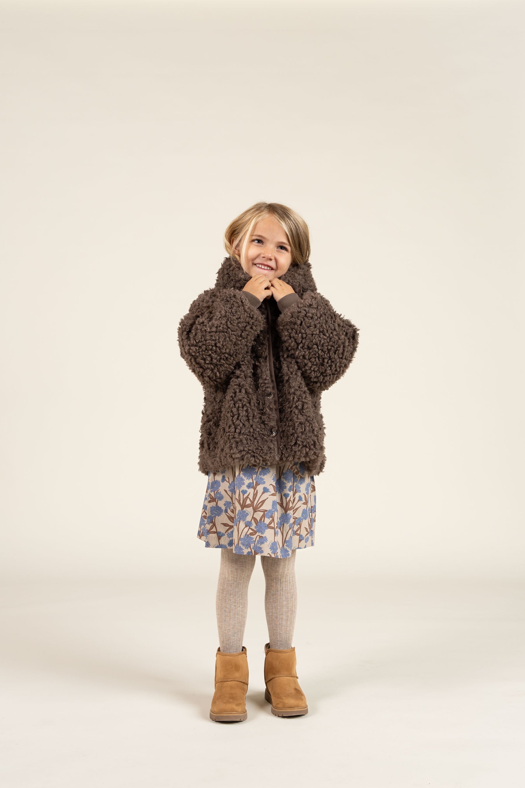 Teddy-Kapuzenjacke mit Rippenbündchen - Kids - Chocolate | 100547 Ellie