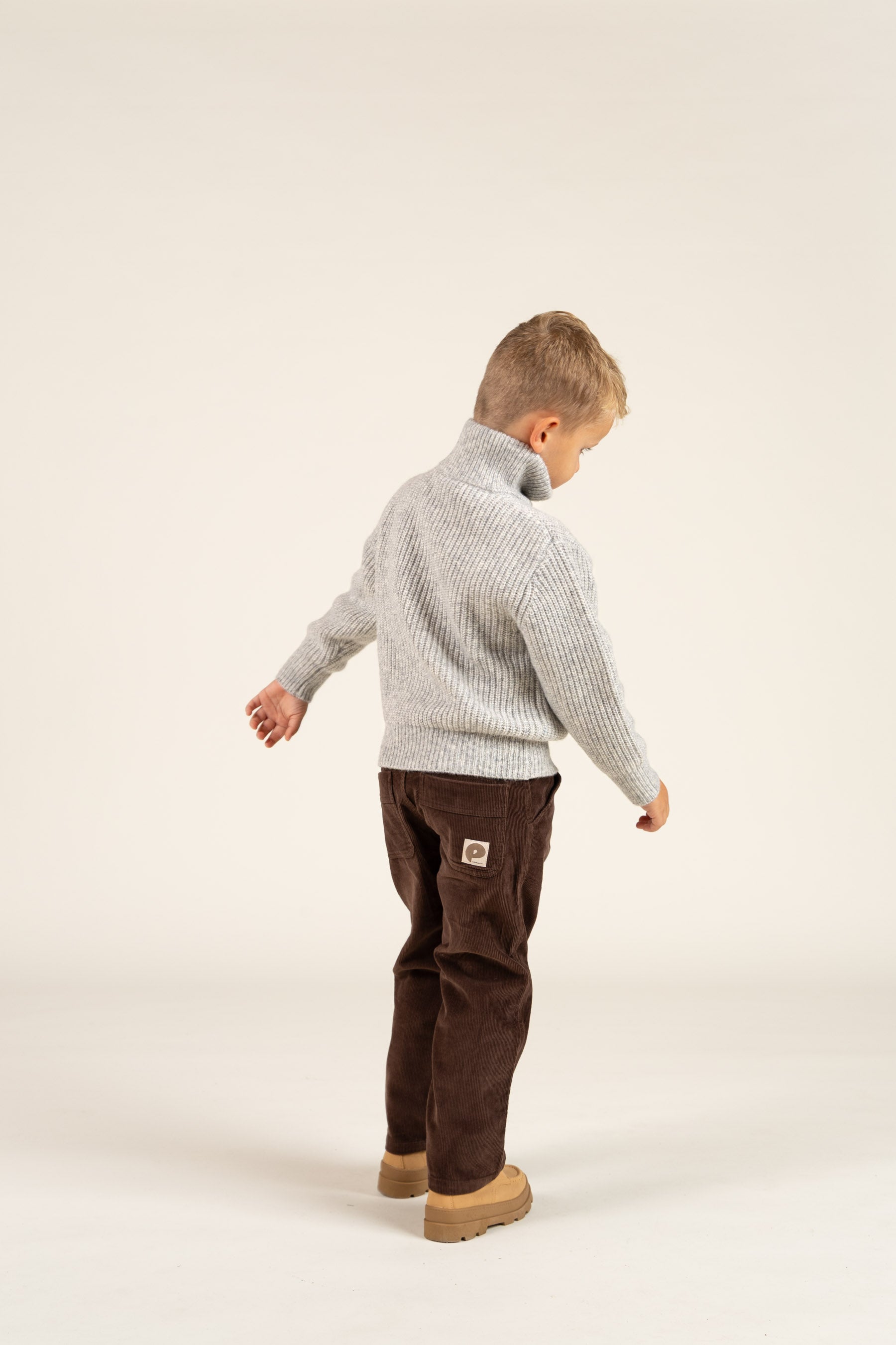 Woll Mix-Pullover mit halbem Reißverschluss - Kids - Grey Melange | 100752 Adam