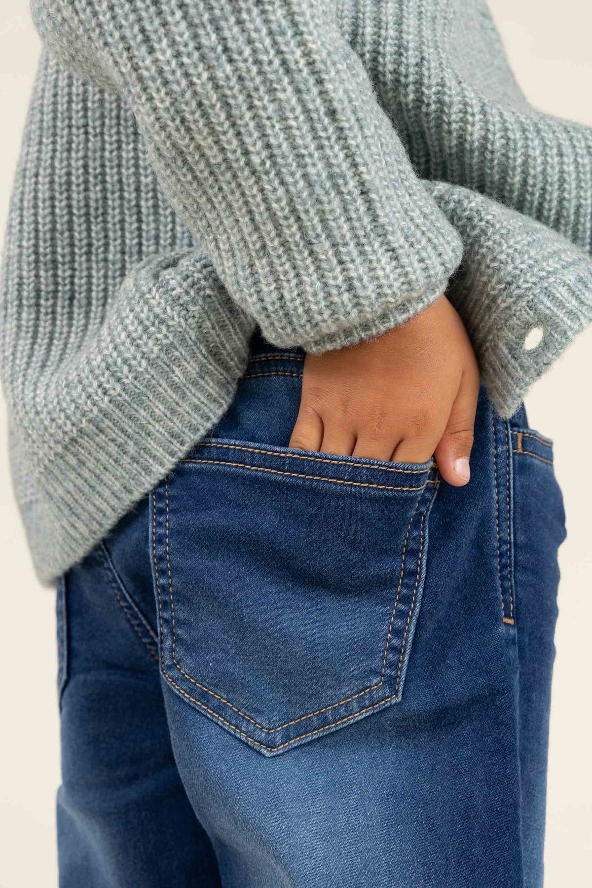unisex Strickjacke in Wollmischung - Kids - Green Melange | 100747 Cork