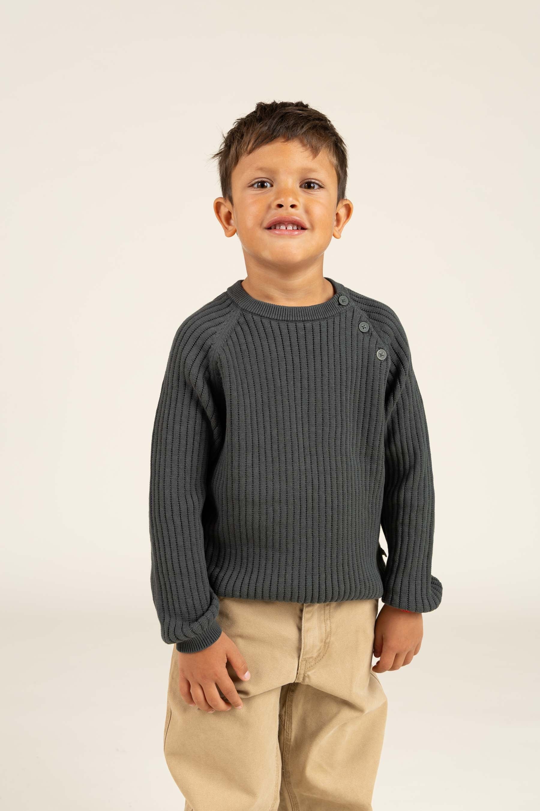 Baumwollstrickpullover - Kids - Forest Green | 100689 Jett