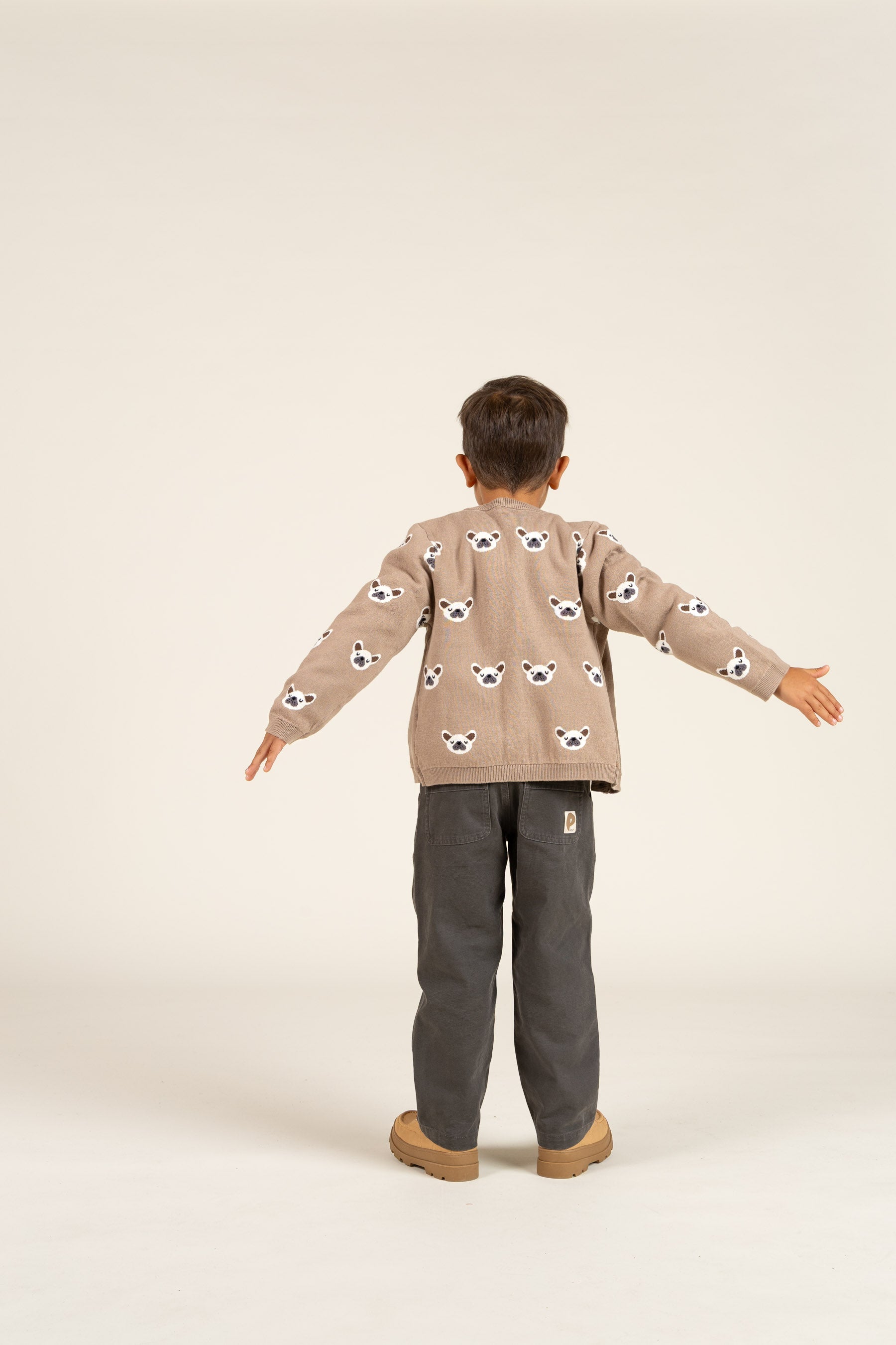 Baumwoll-Jaquard-Strickjacke - Kids - Light Brown | 100668 Nico