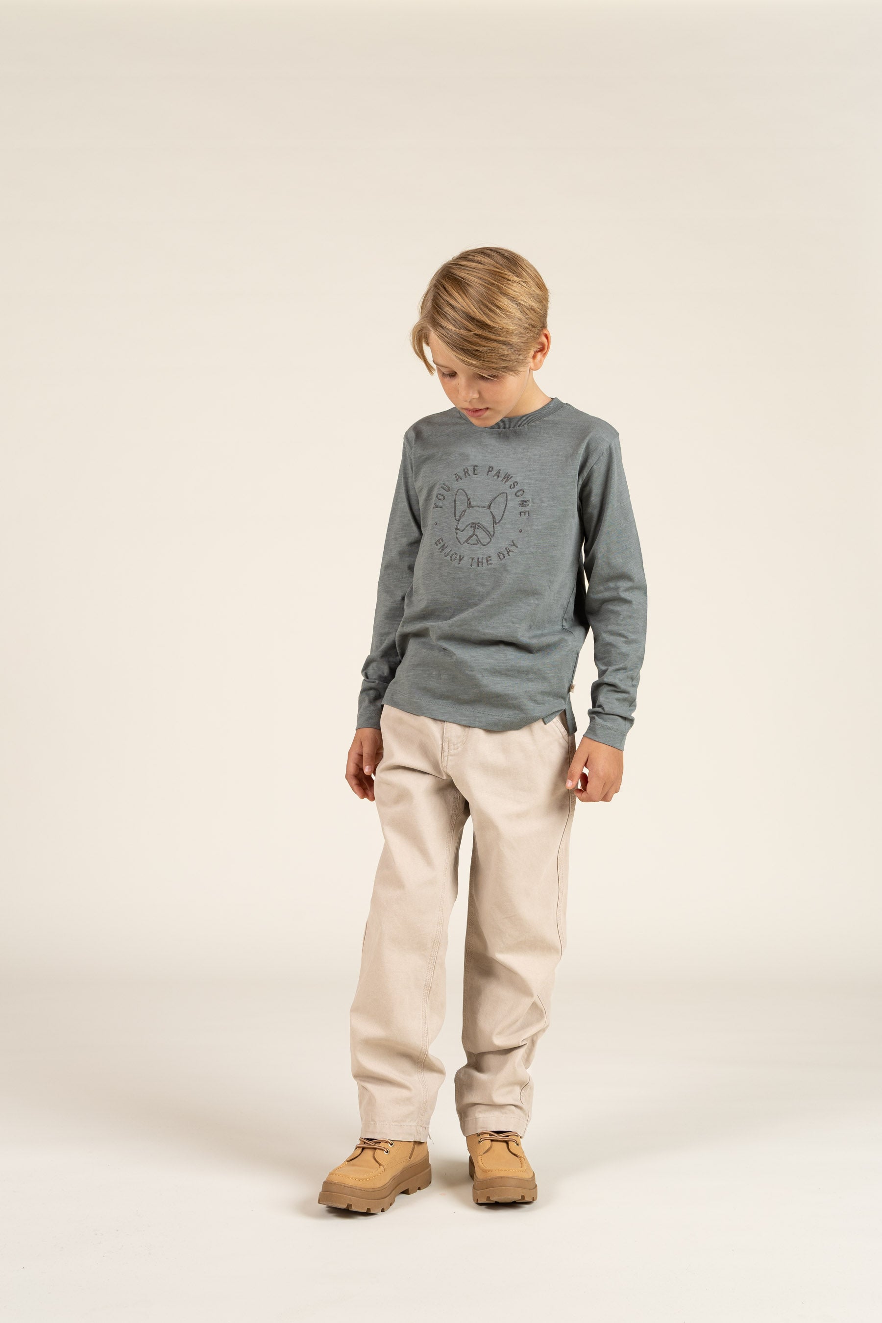 Langärmeliges T-Shirt aus Slub-Jersey - Tween - Dusty Dark Green | 100835 Kevin