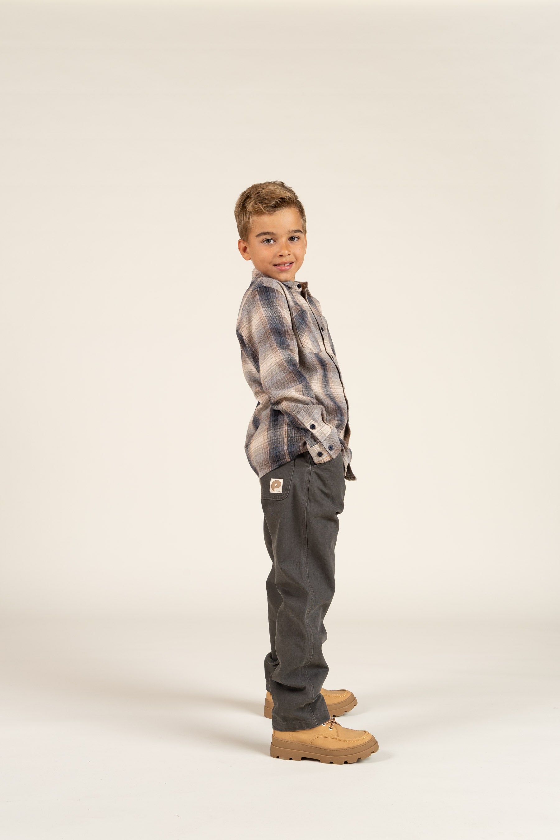 Kariertes Flanellhemd - Tween - Brown Navy Check | 100527 Henry