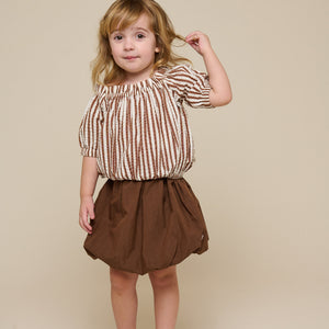 Gestreifte Seersucker-Top - Kids - Brown | 101191 Nadia