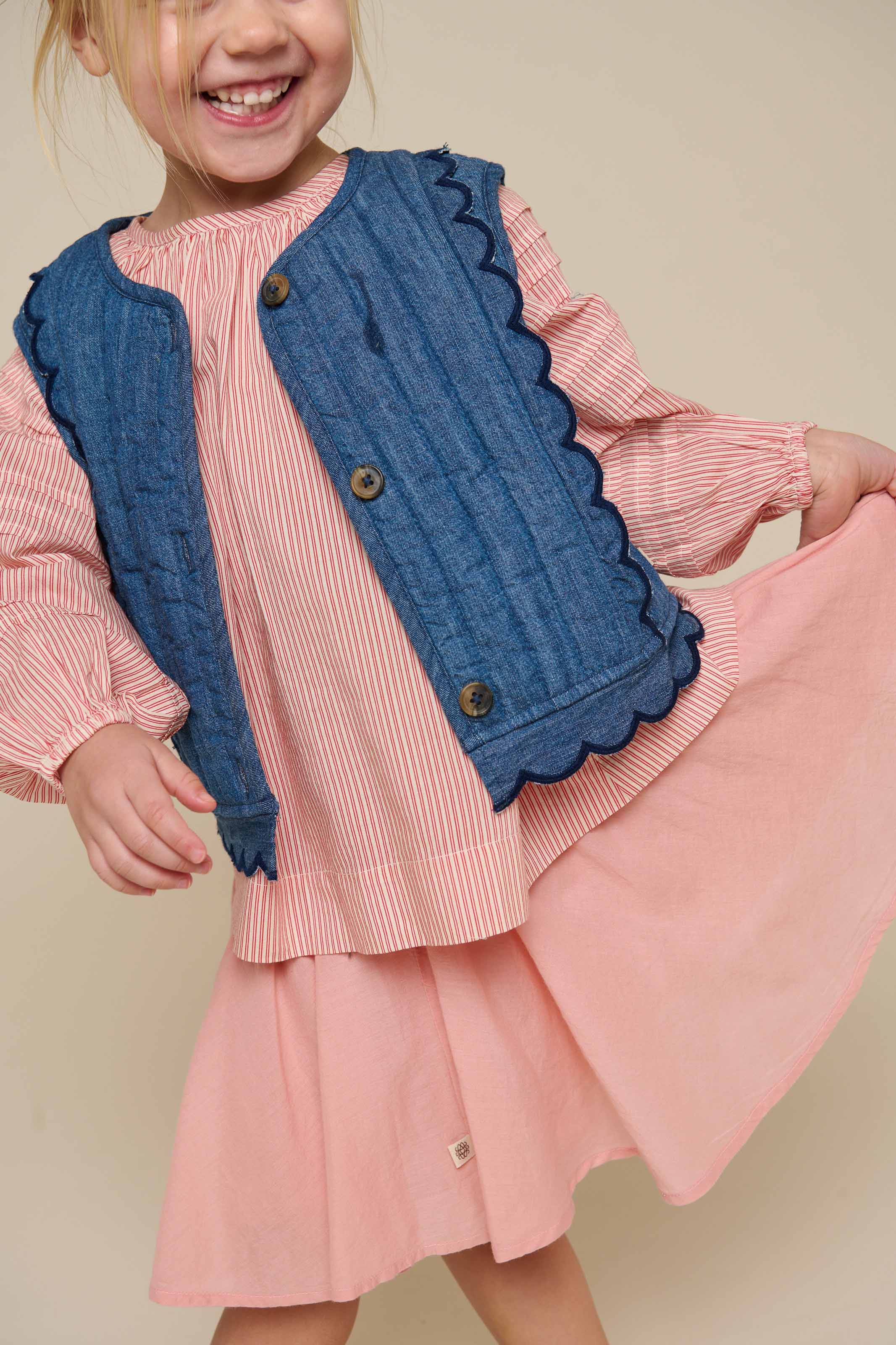 Baumwollrock mit Zick Zack Rüsche - Kids - Rose Tan | 101037 Alma