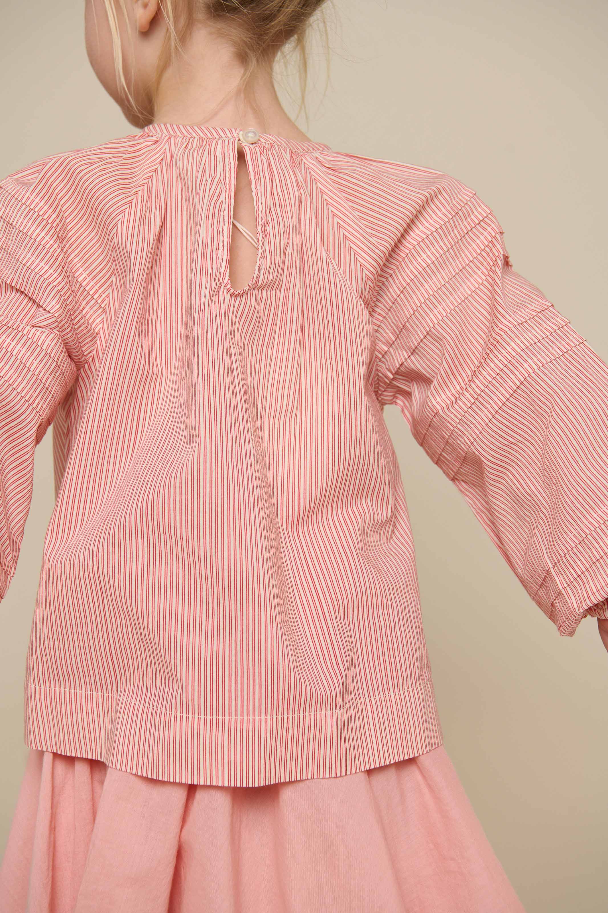 Langärmelige Gestreifte Bluse - Kids - Offwhite/Cherry Red | 100990 Willa