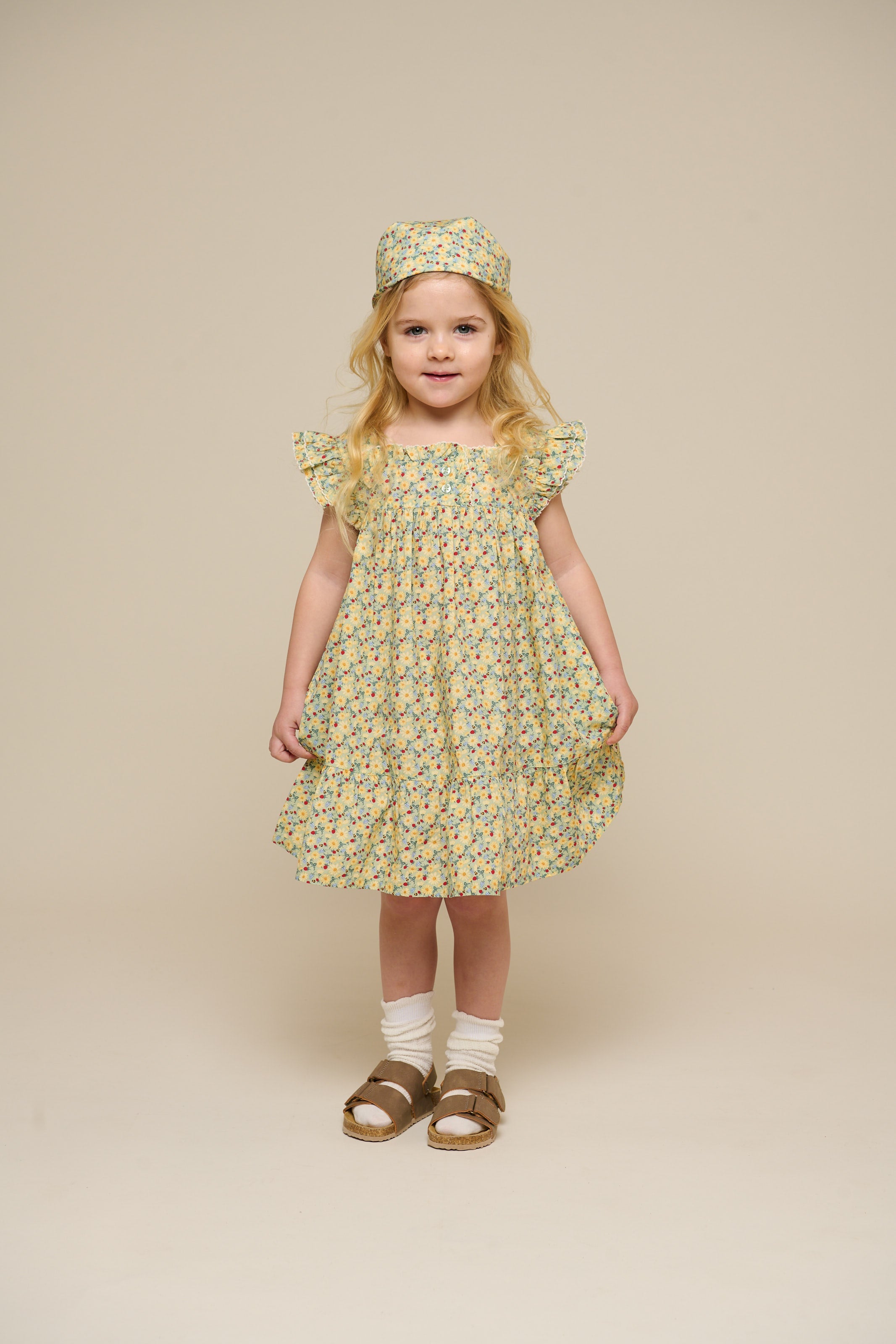 Blumenbedrucktes Poplin-Kleid - Kids - Green | 100962 Poppy