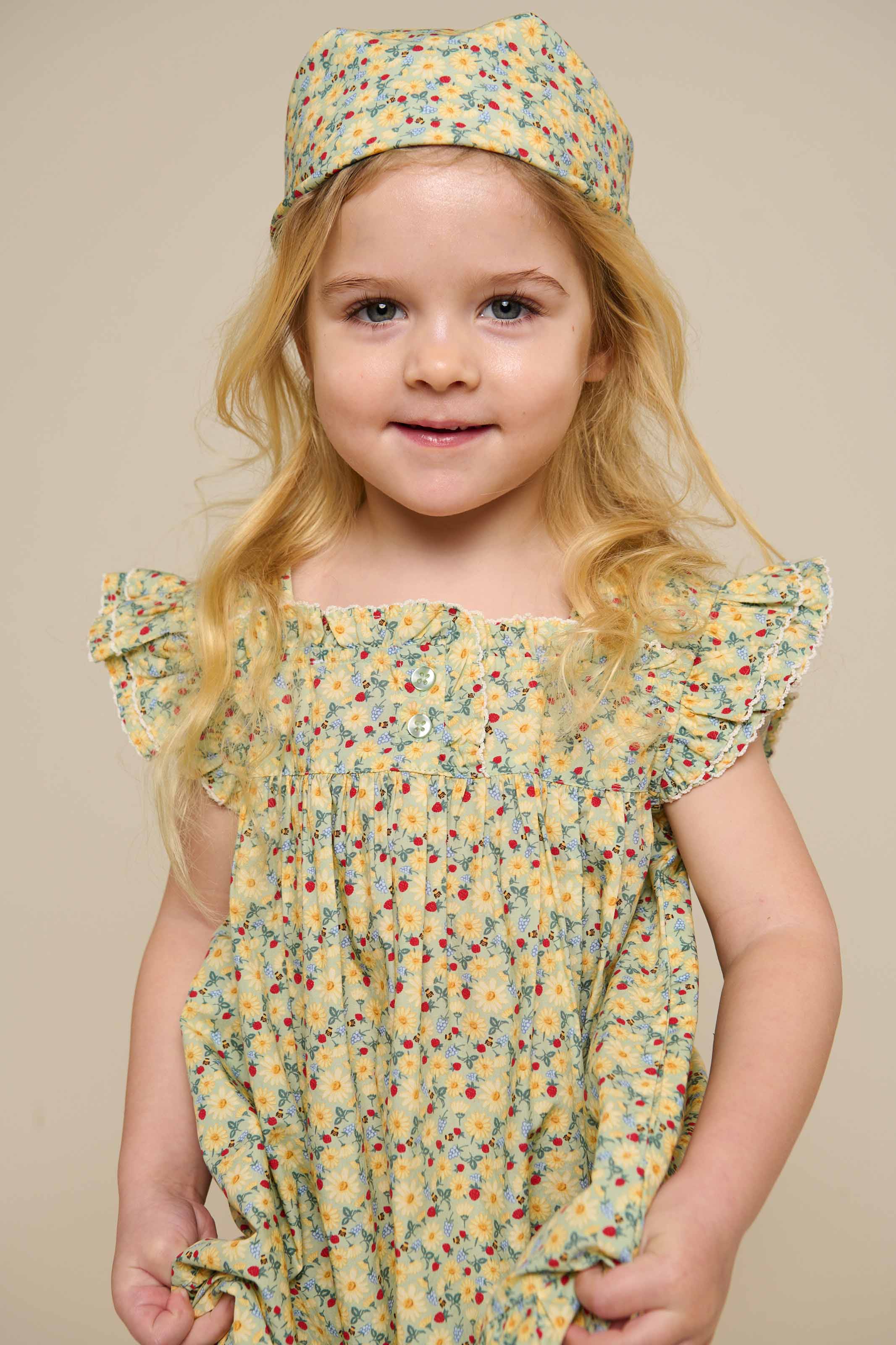 Blumenbedrucktes Poplin-Kleid - Kids - Green | 100962 Poppy