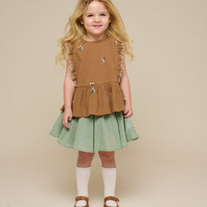 Besticktes Seersucker-Top - Kids - Coconut | 100982 Nora