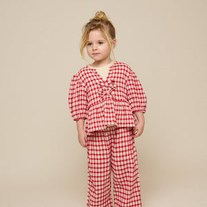 Karierte Baumwollbluse - Kids - Cherry Red | 100908 Bonnie