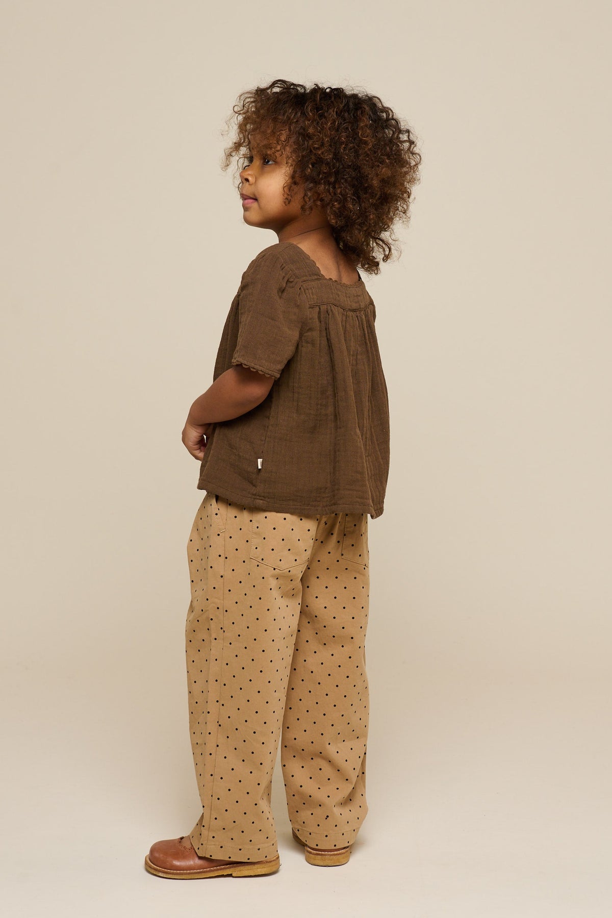 Twill trousers with Dot - Kids - Beige | 100614 Iris