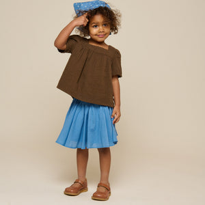 Gauze-Bluse mit Kurzen Ärmeln - Kids - Dark Brown | 100916 Jasmine