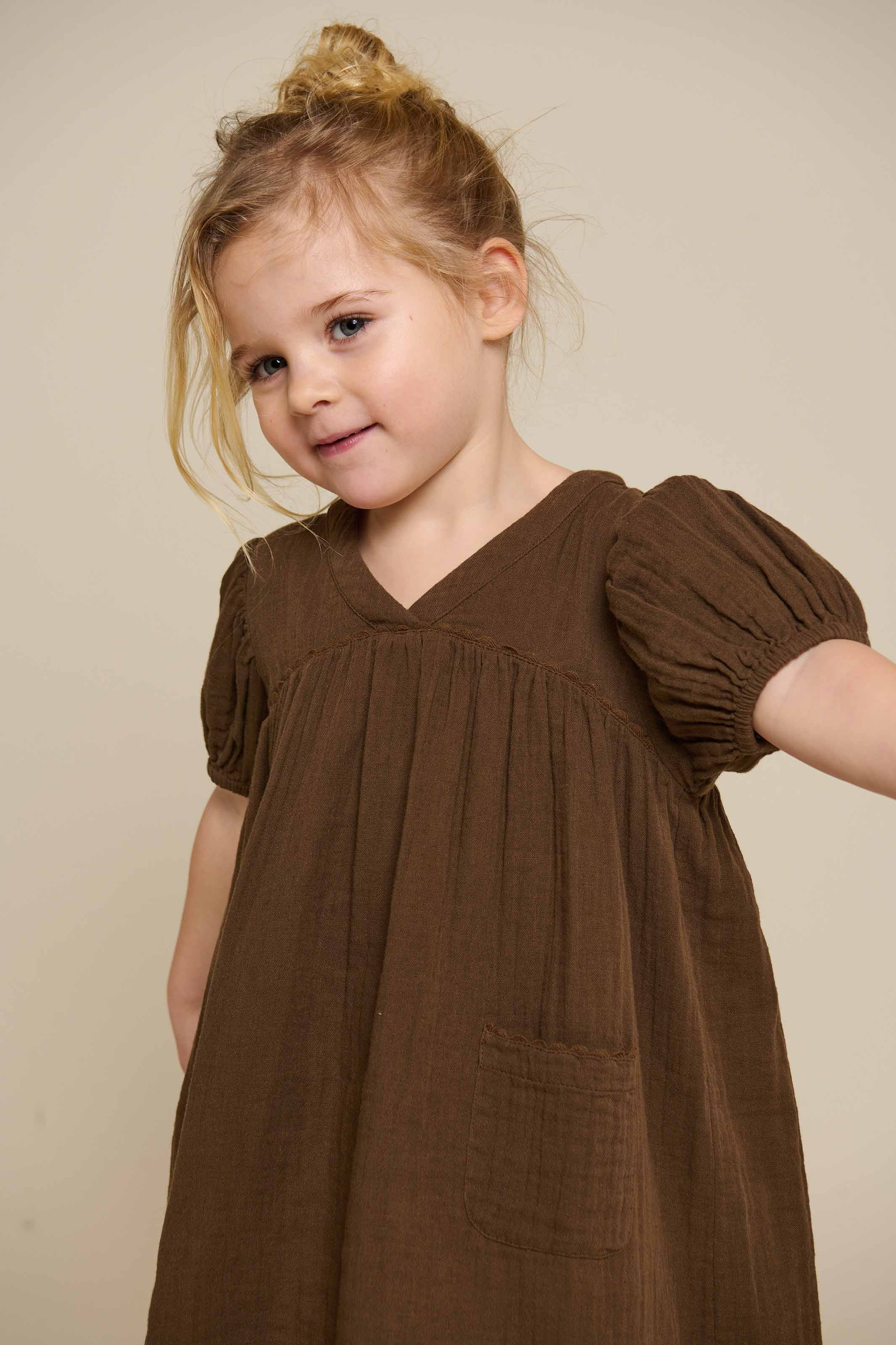 Gaze Kleid - Kids - Dark Brown | 100913 Jasmine