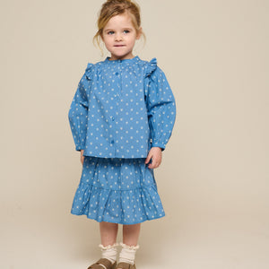 Bedruckte Popeline-Hemdbluse - Kids - Dusty Blue | 101056 Camilla
