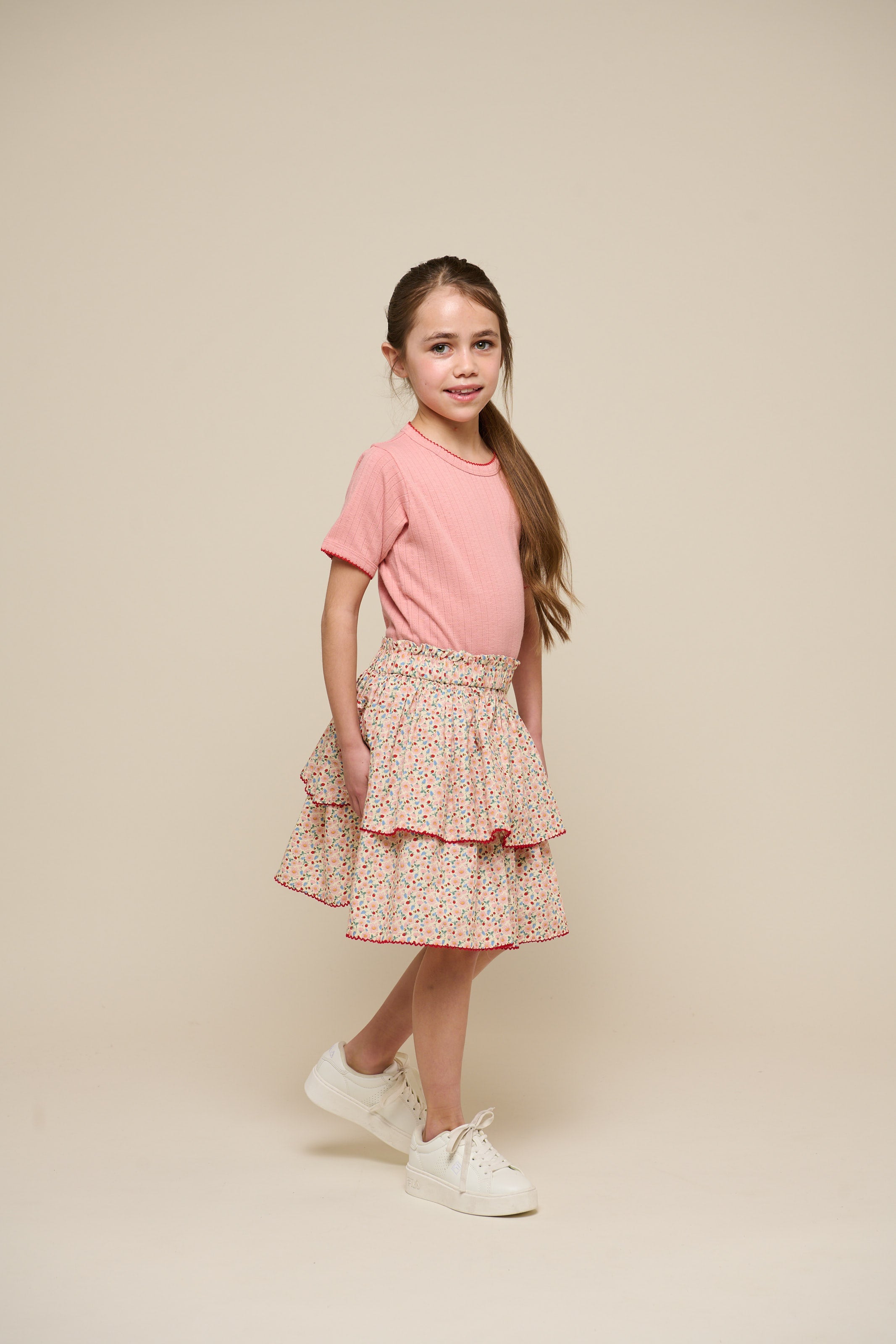Pointelle T-Shirt mit Kontrast-Picot - Tween - Rose Tan | 101288 Drew
