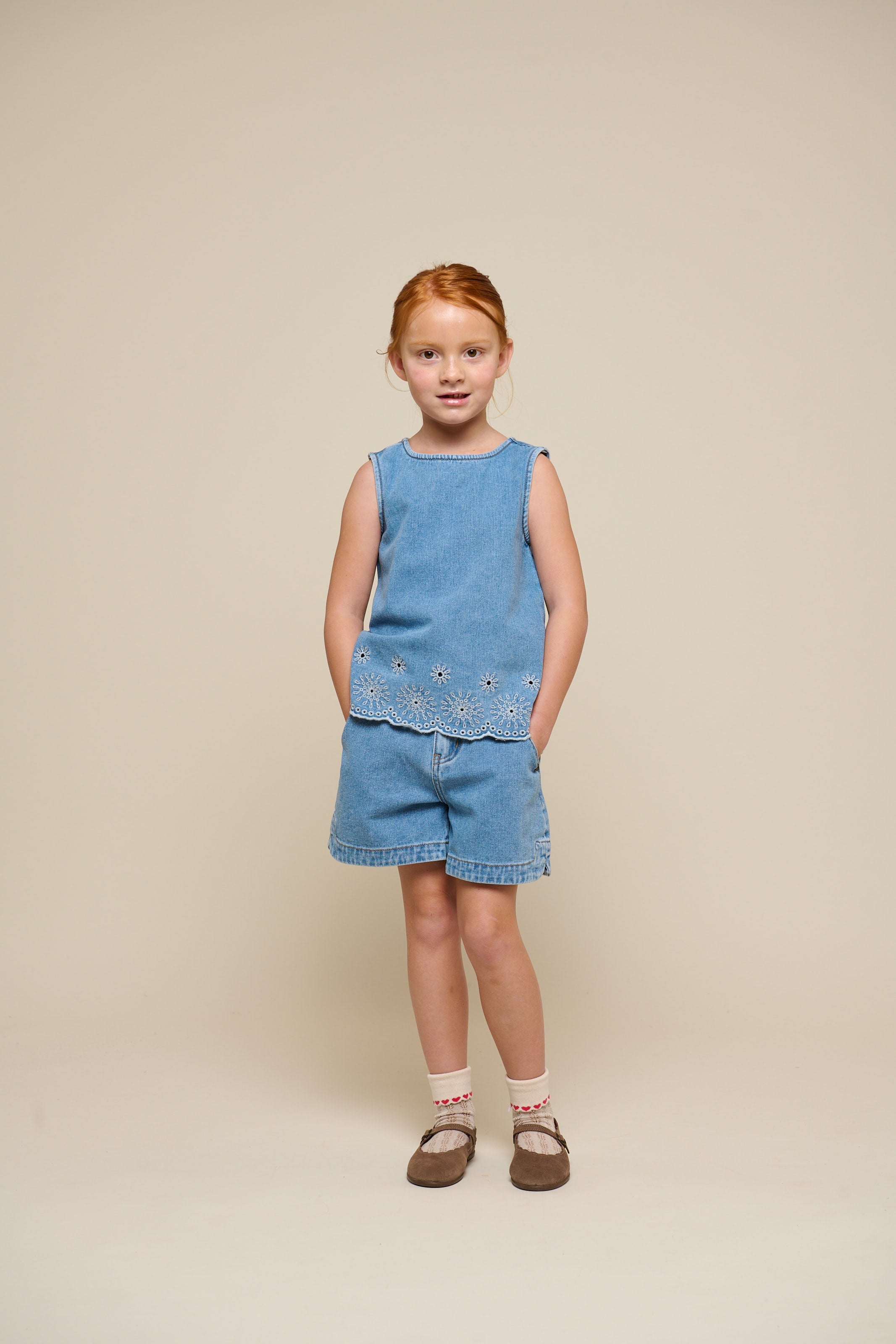 Besticktes Denim-Top - Tween - Light Blue Denim | 101021 Vera