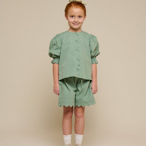 Popelinebluse mit Muschelkante - Tween - Dusty Green | 101078 Joy
