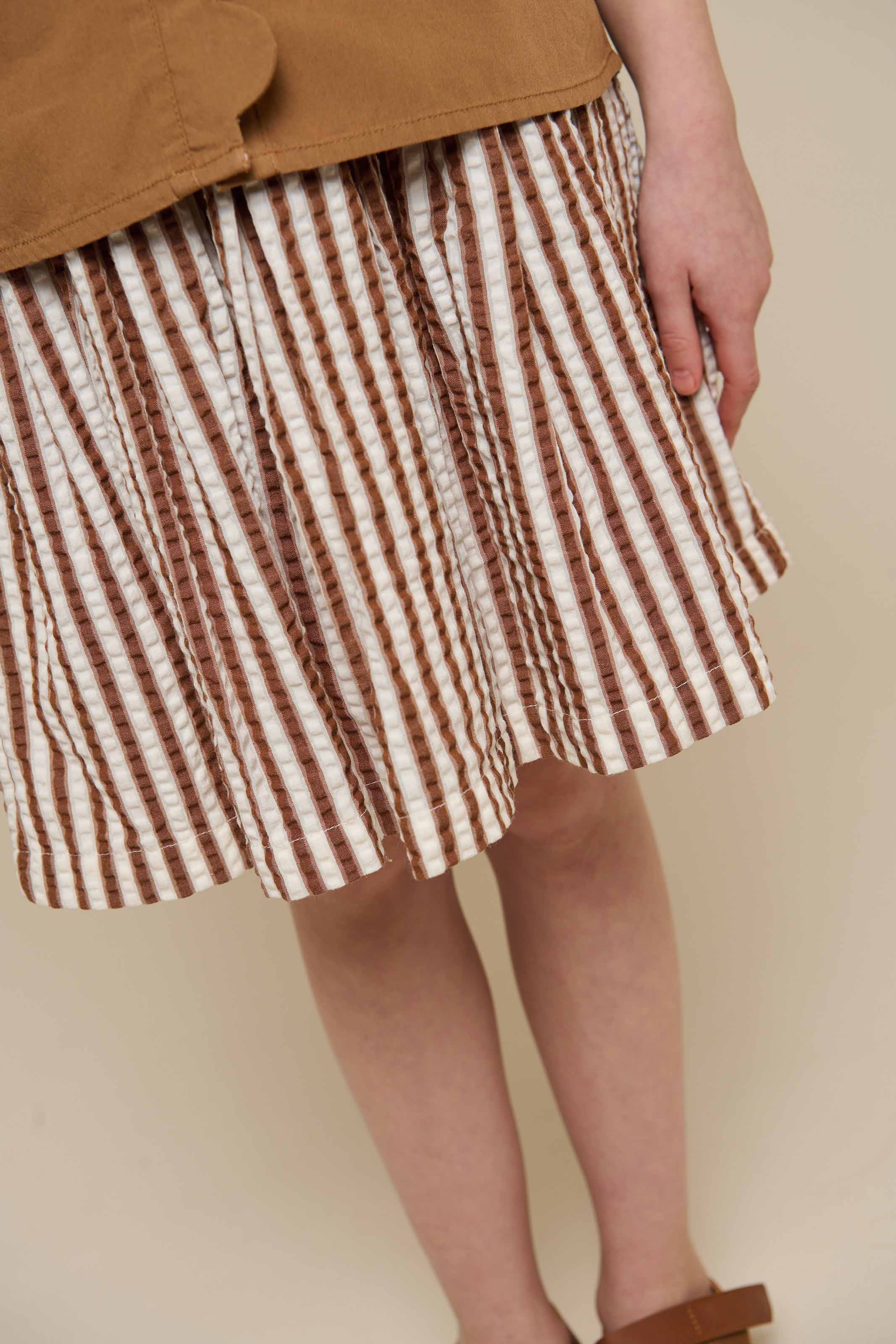 Gestreifter Seersucker-Rock - Tween - Brown | 101194 Nadia