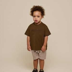Slub-Jersey Stickerei T-Shirt - Kids - Dark Brown | 101157 Villum