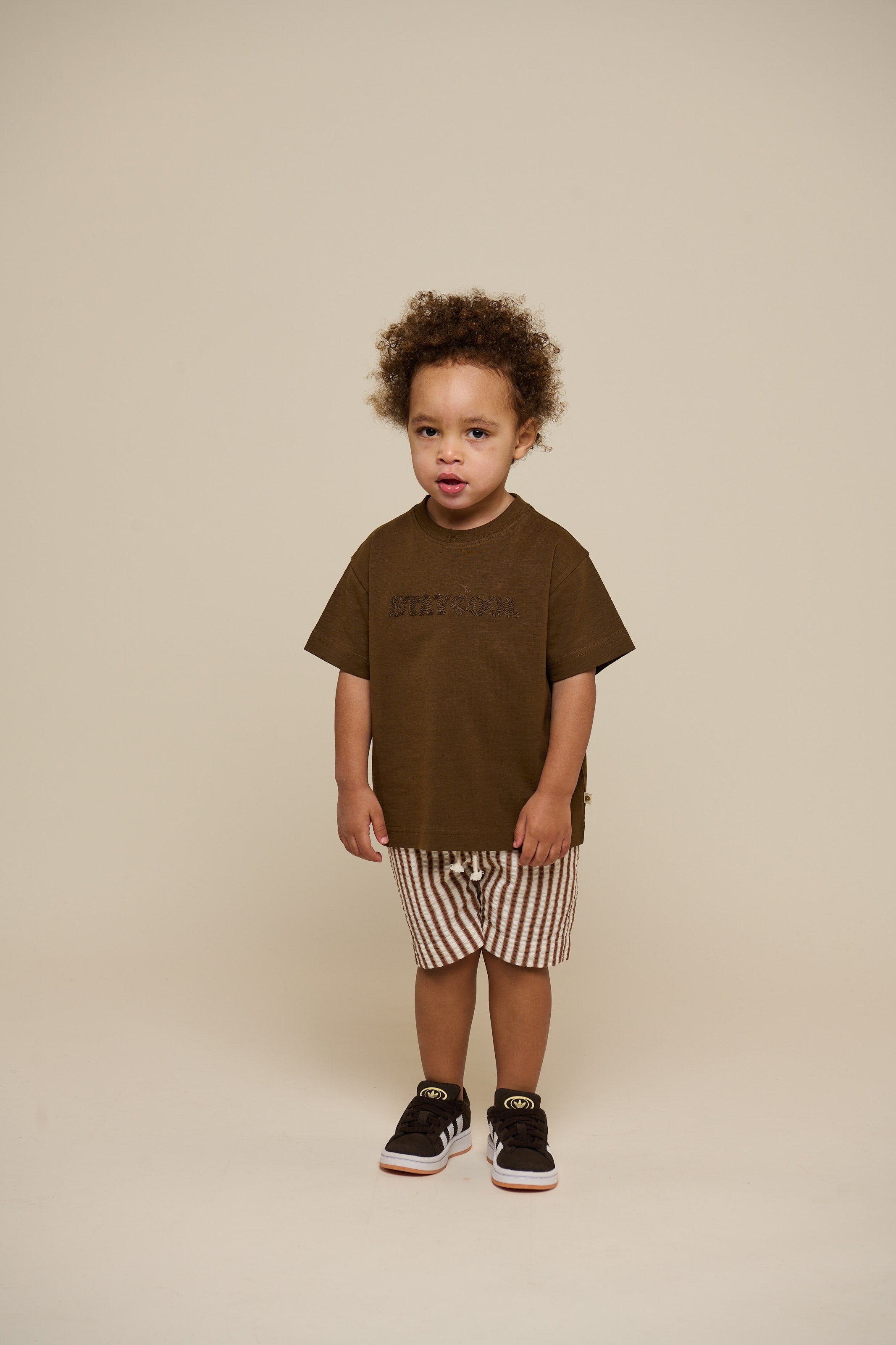 Slub-Jersey Stickerei T-Shirt - Kids - Dark Brown | 101157 Villum