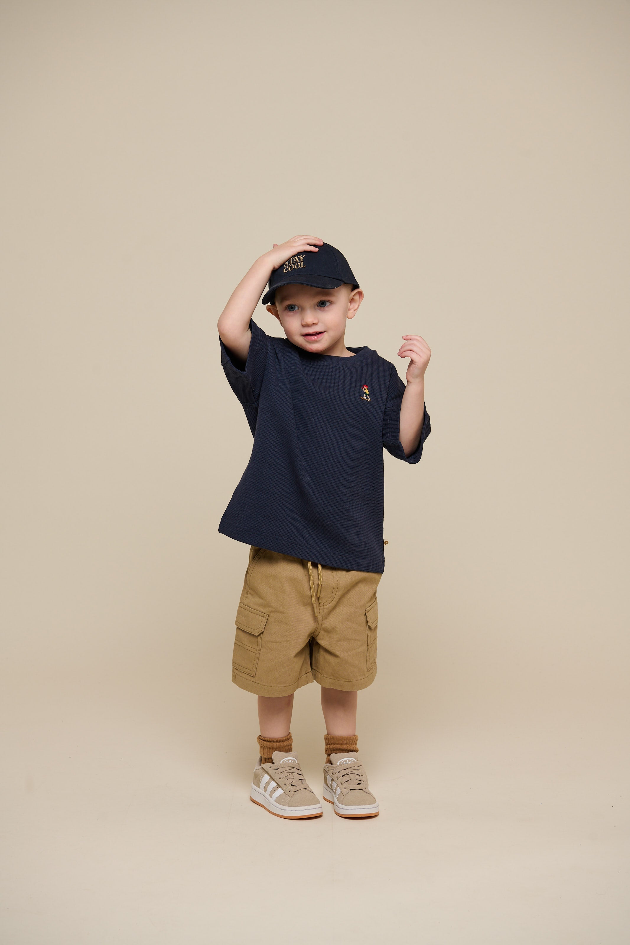Waffel T-Shirt - Kids - Navy | 101152 Evan