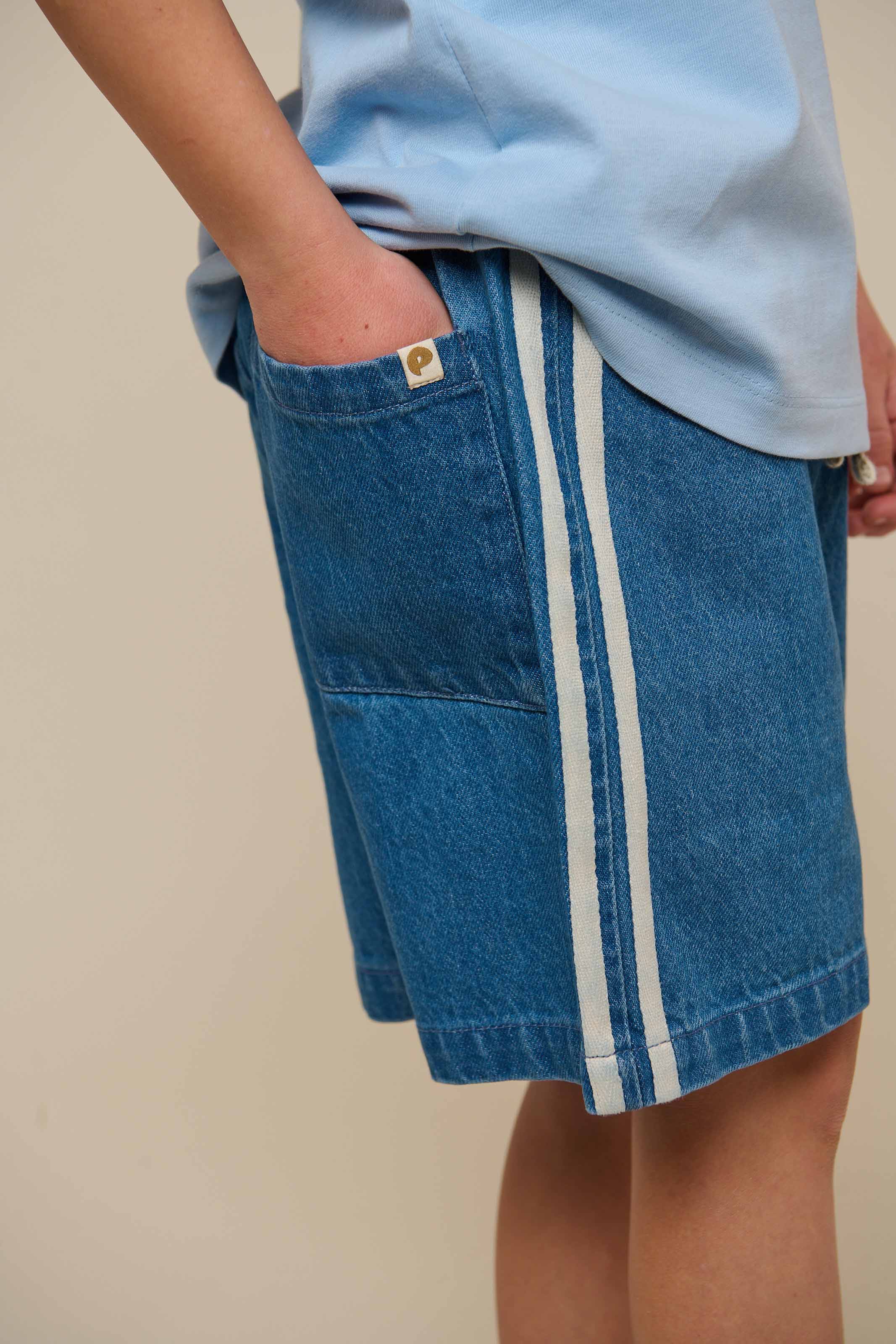 Baggy Denim Shorts mit Kontrast-Tape - Kids - Blue Denim | 101142 Callum