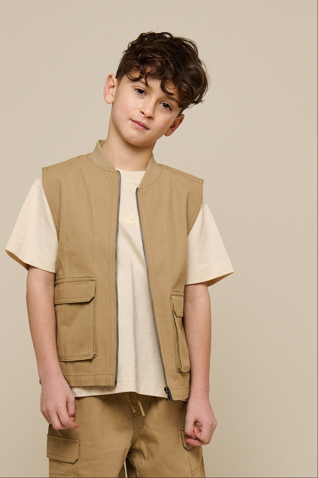 Canvas Cargo Gilet - Tween - Khaki | 101129 Isack