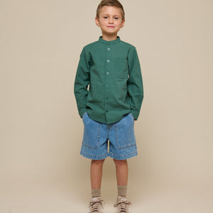 Leinenmix Hemd mit Stehkragen - Tween - Tropical Green | 101204 Lucca