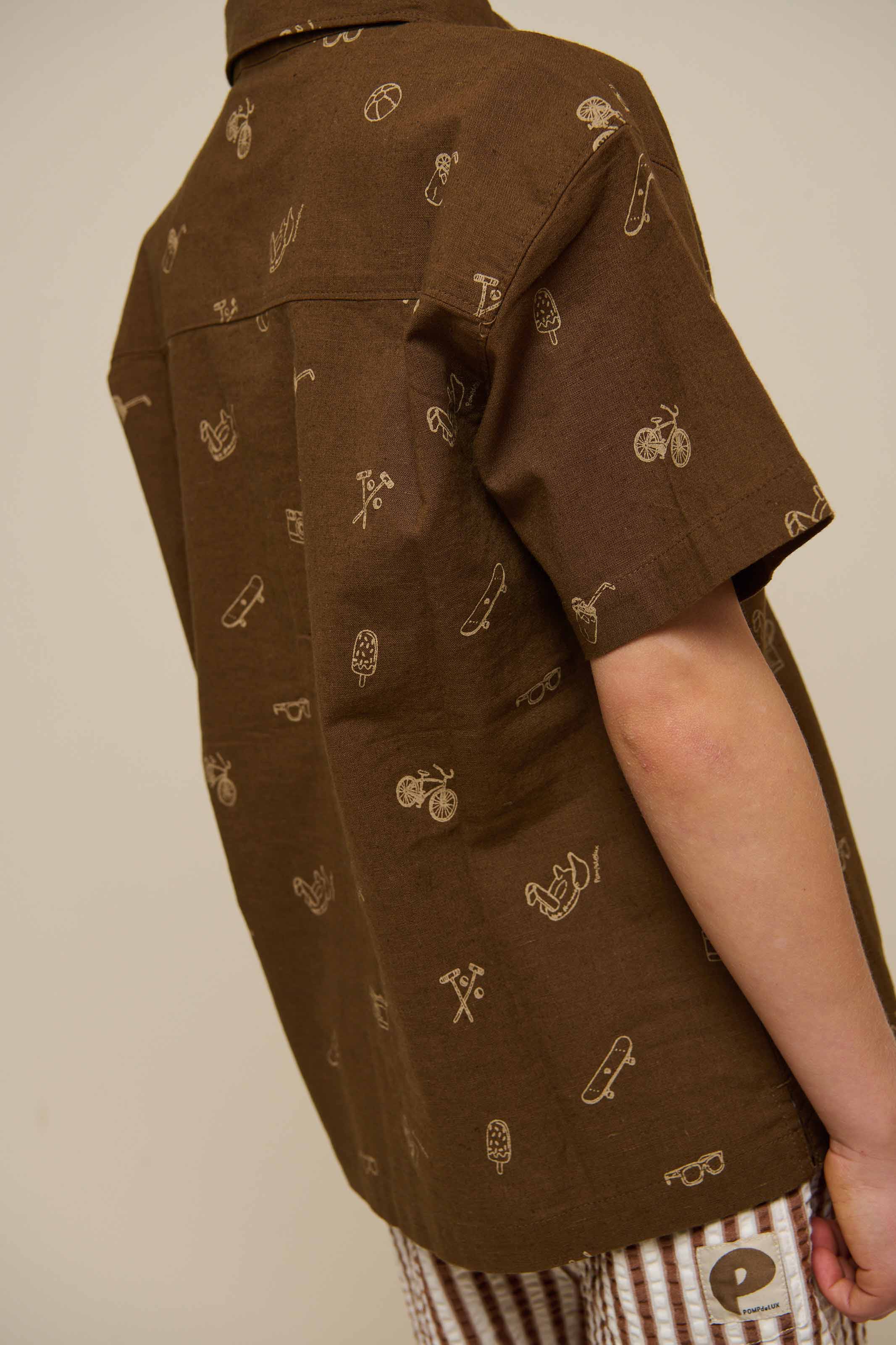 Bedrucktes Leinenmix Hemd - Tween - Dark Brown | 101168 William