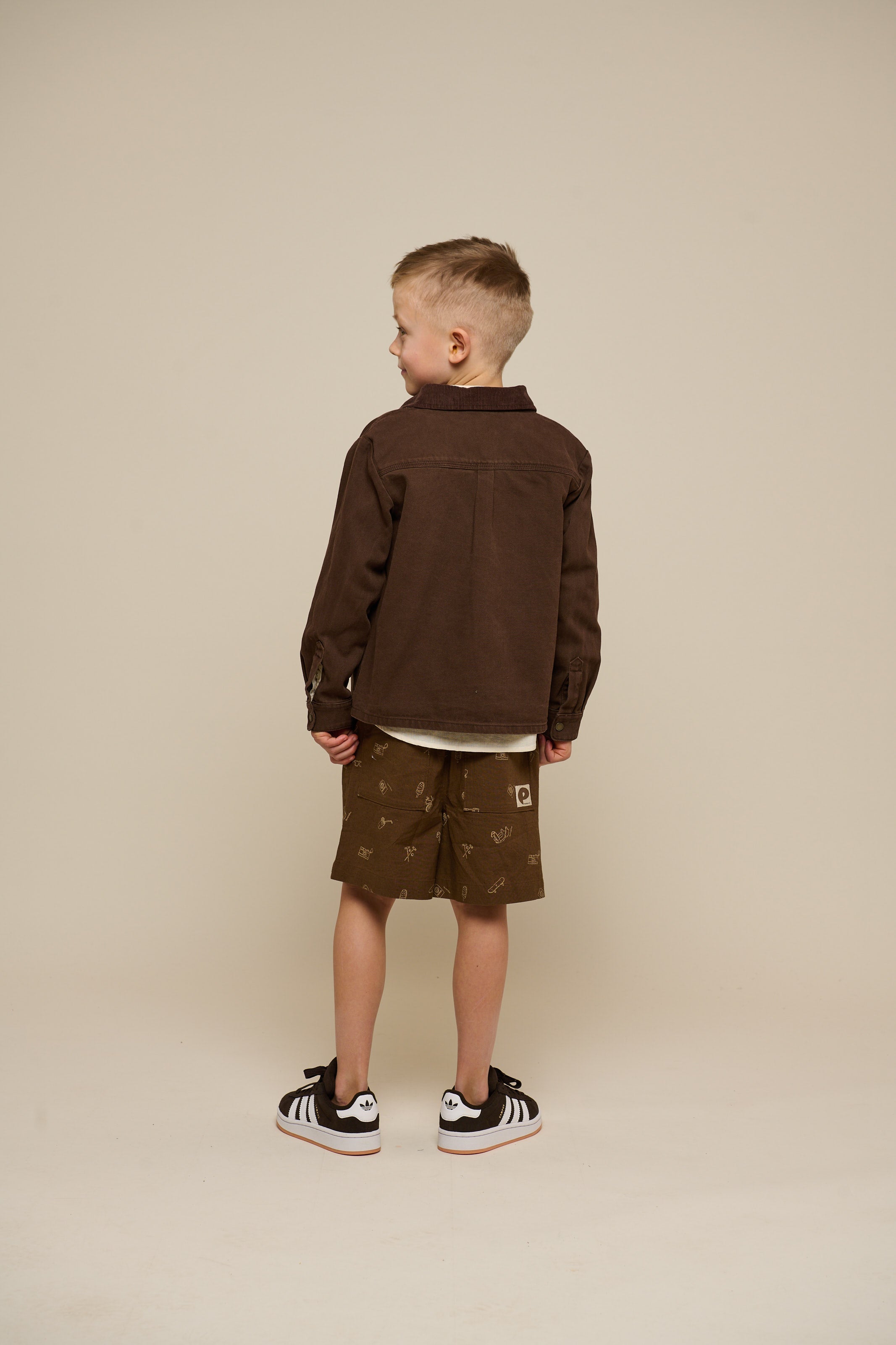 Bedruckte Leinenmix Shorts - Tween - Dark Brown | 101172 William