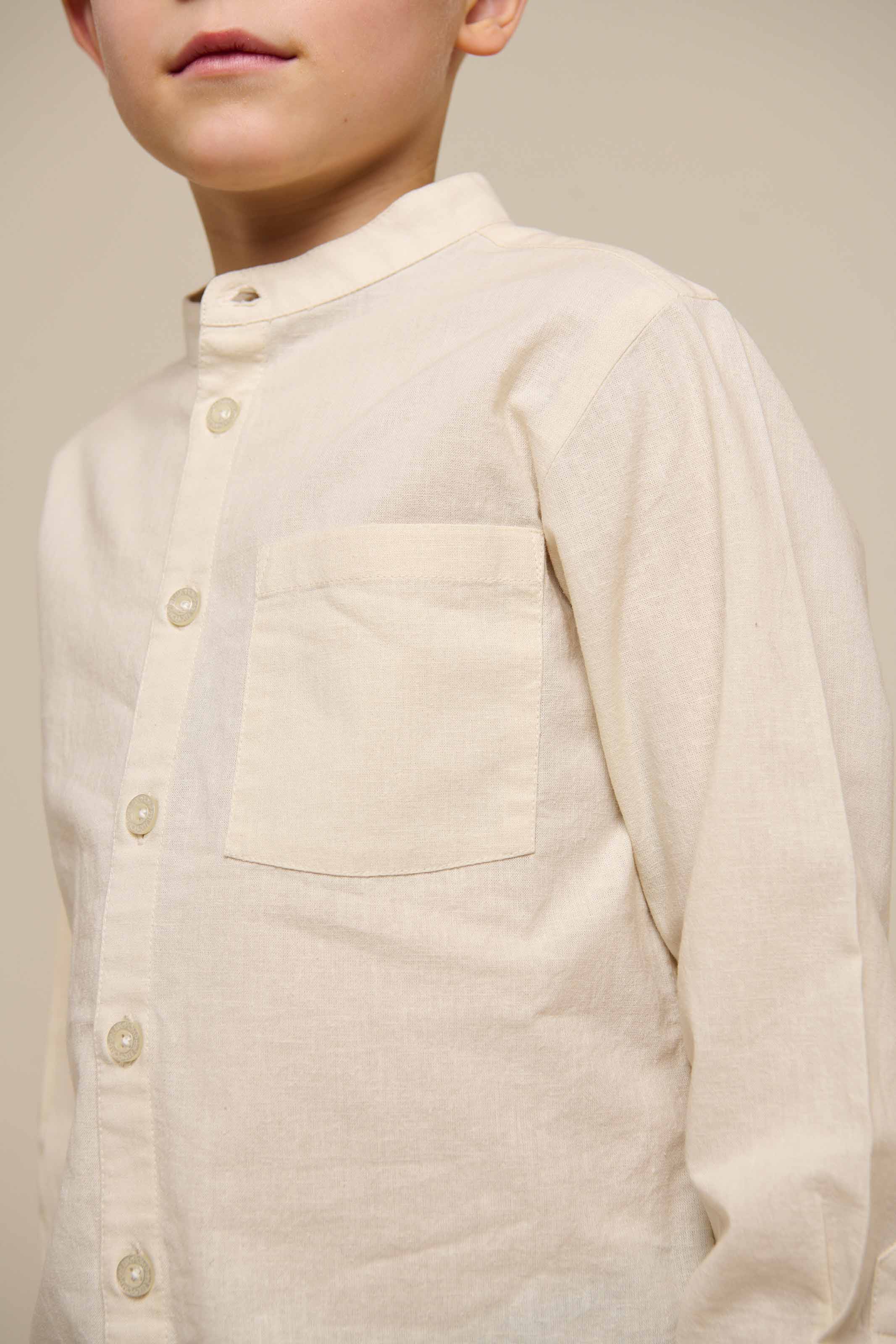 Leinenmix Hemd mit Stehkragen - Tween - Offwhite | 101202 Lucca