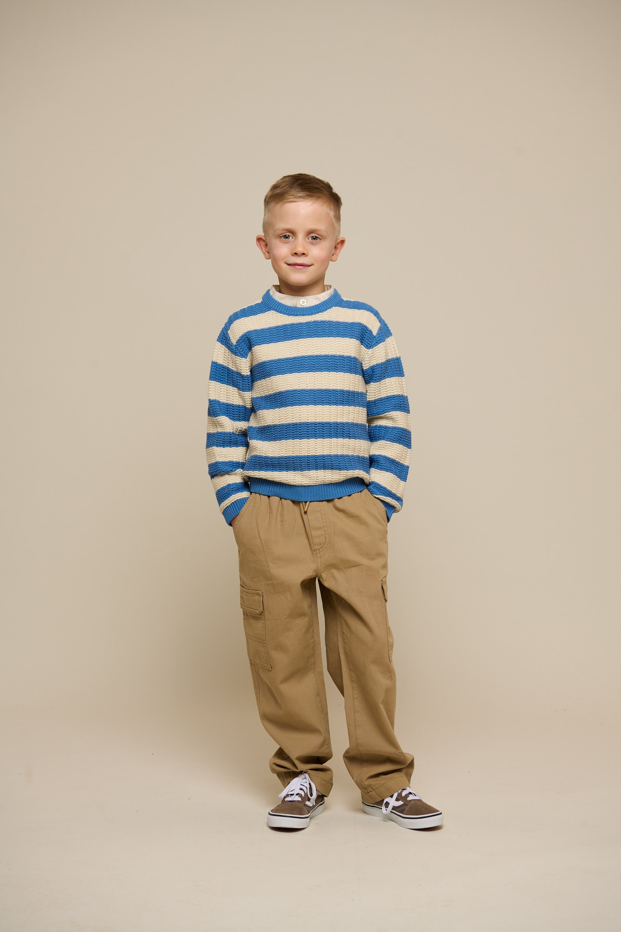 Gestreifter Strick - Tween - Dusty Blue / Offwhite | 101284 Brady