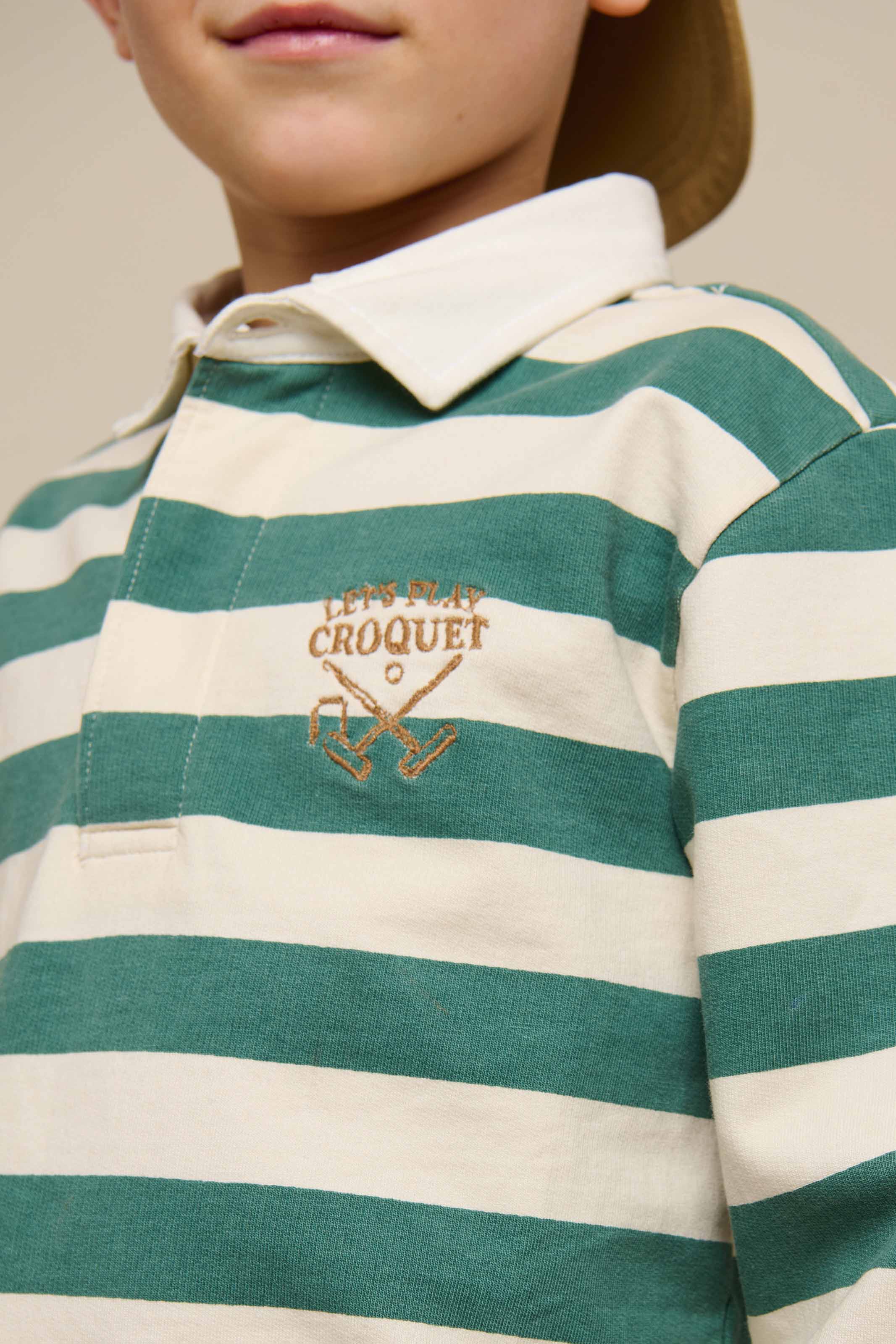 Gestreiftes Polo-Sweatshirt - Tween - Tropical Green/Offwhite | 101341 Marco