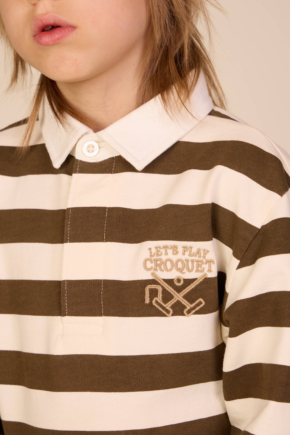 Gestreiftes Polo-Sweatshirt - Tween - Dark Brown/Offwhite | 101398 Marco