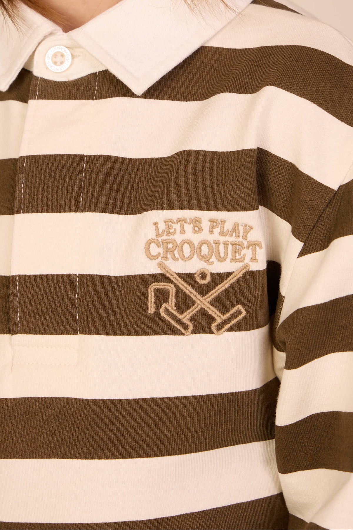 Gestreiftes Polo-Sweatshirt - Kids - Dark Brown/Offwhite | 101397 Marco