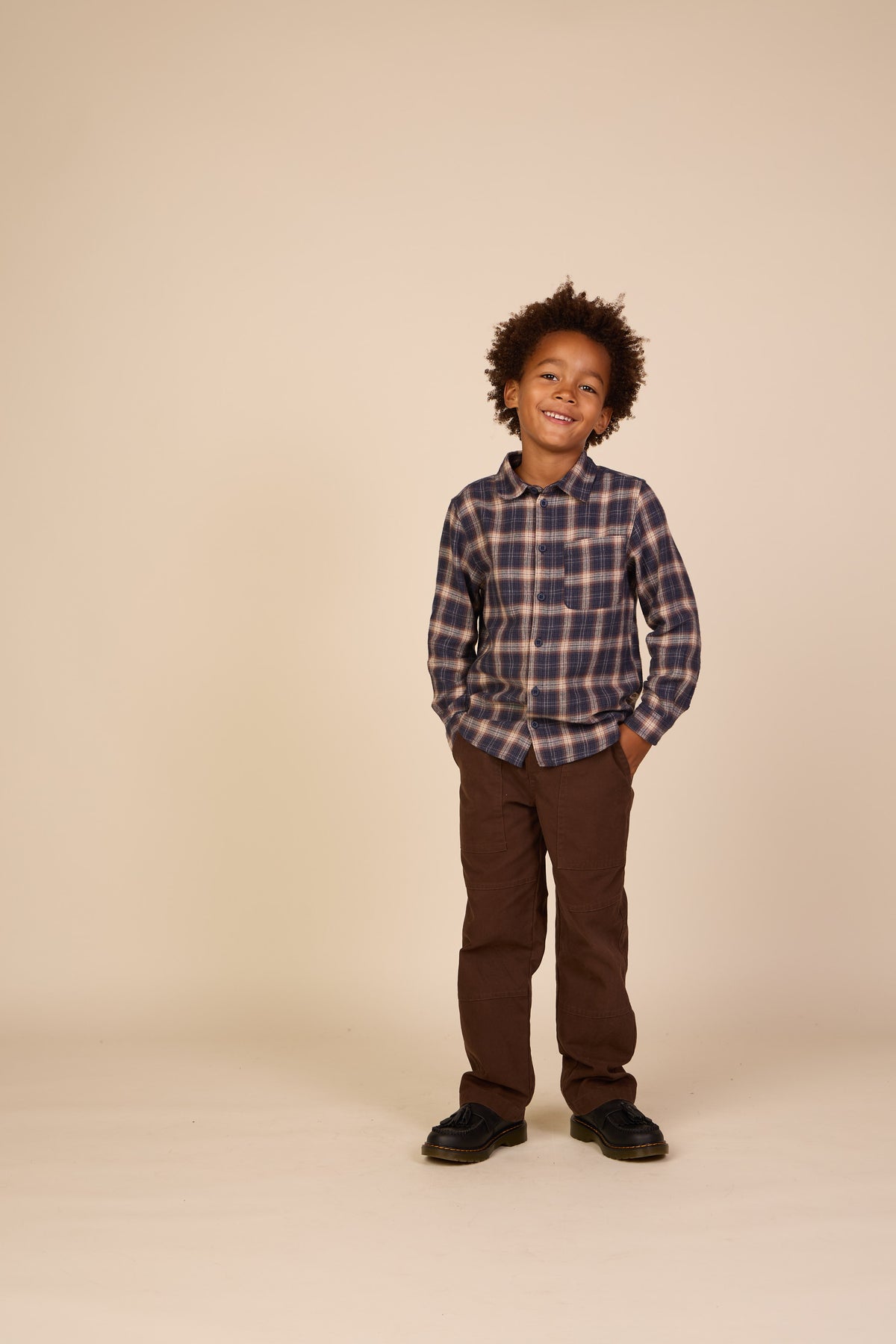 Kariertes Flanellhemd Tween - Navy/Beige | 101650 Edwin