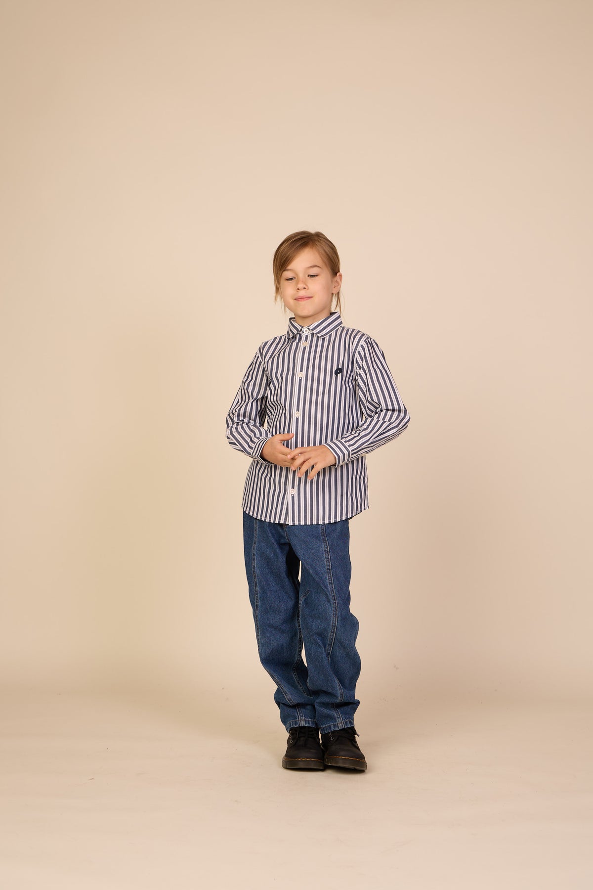Gestreiftes Baumwollhemd Tween - Navy Stripe | 101654 Milo