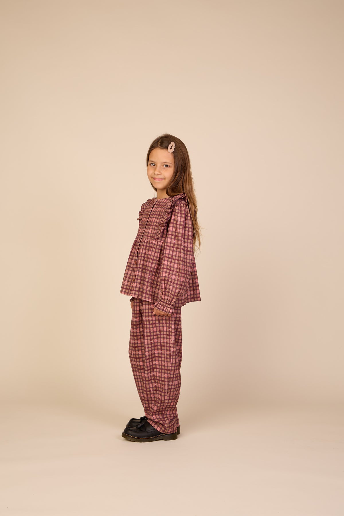 Karierte Baumwollhose Tween - Rose | 101490 Penny
